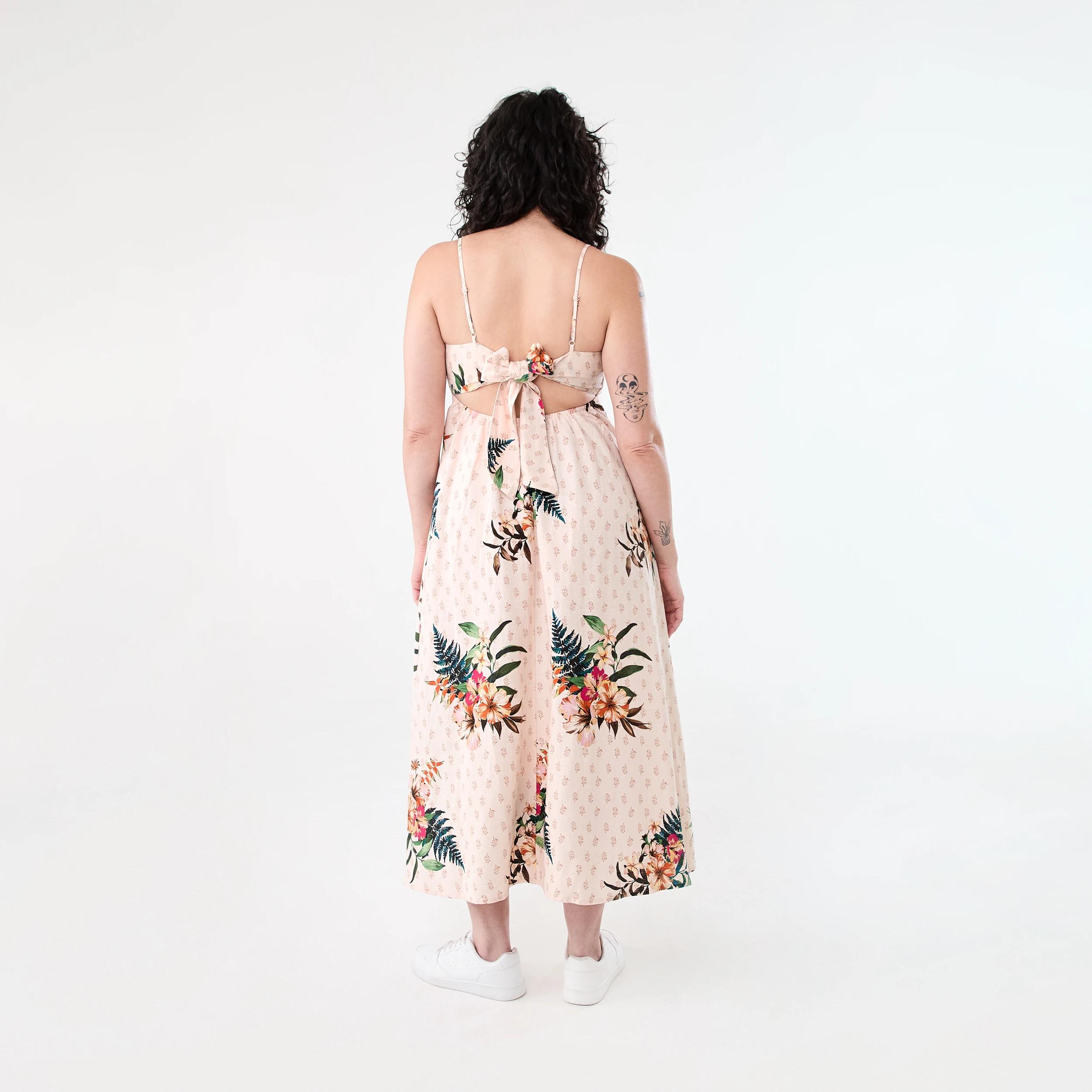3 Sleeveless Tie Back Midi Dress Boho Trop, 3 of 8