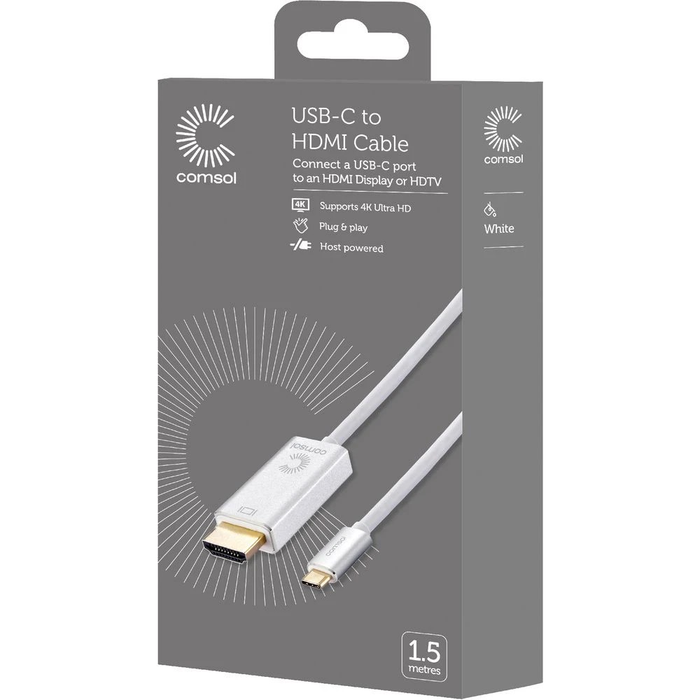 3 Comsol Male USB-C to HDMI Cable 4K2K 1.5m Silver, 3 of 3