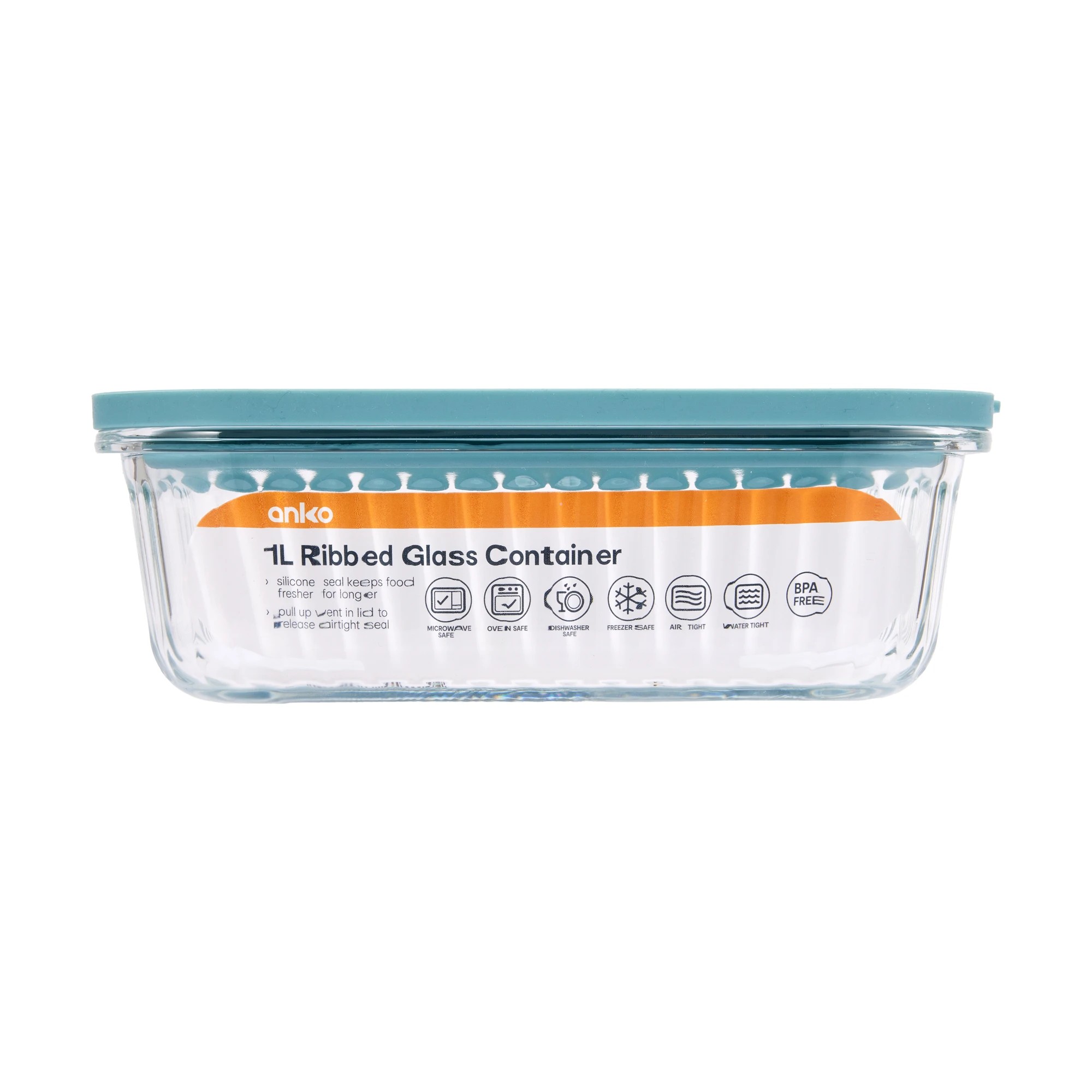 4 1L Ribbed Glass Container, 4 of 4