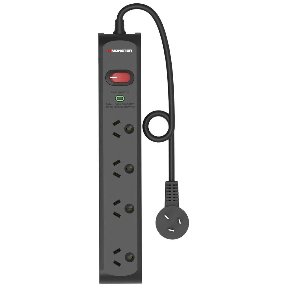 1 Monster 4 Socket Surge Protector Black, 1 of 3