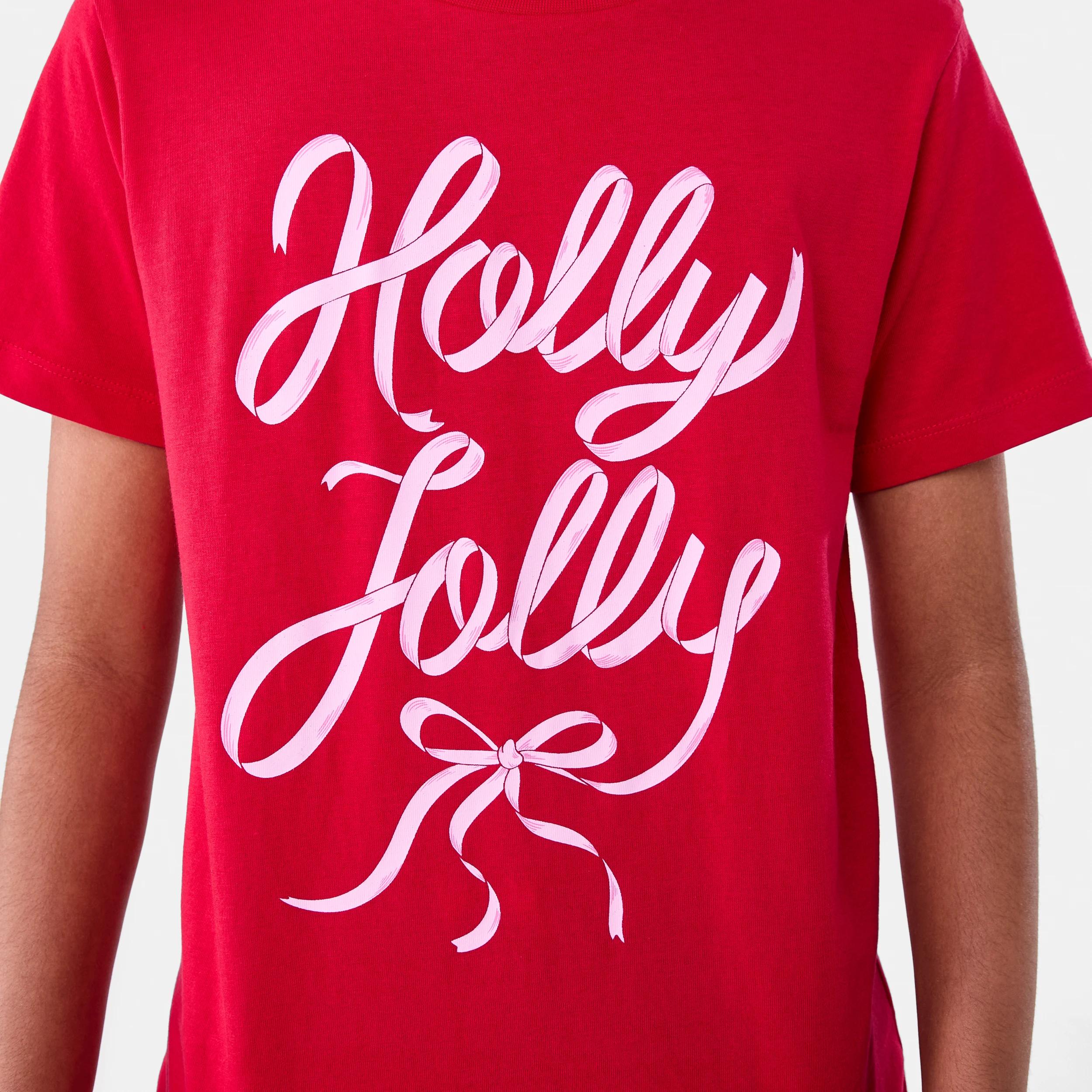 4 Christmas Print T-shirt Red Typo, 4 of 6