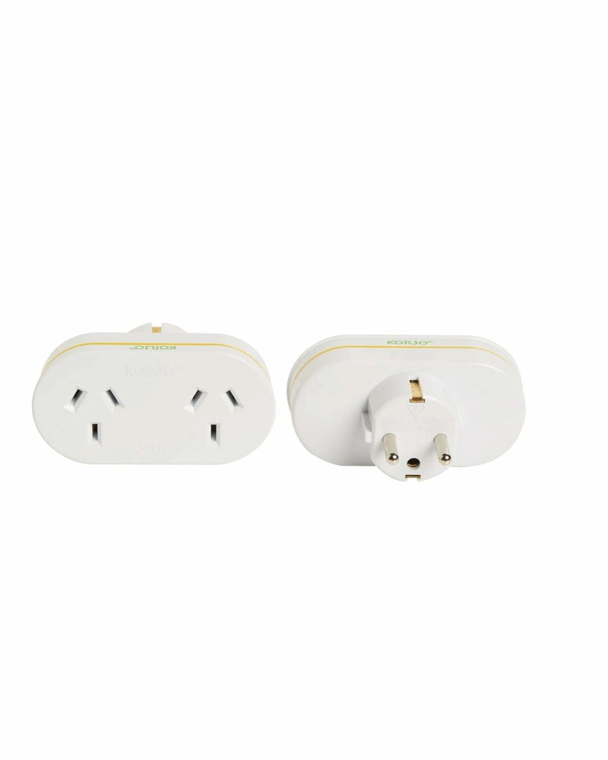 1 Korjo Double Travel Adaptor Plug - Aus to Europe - White, 1 of 3