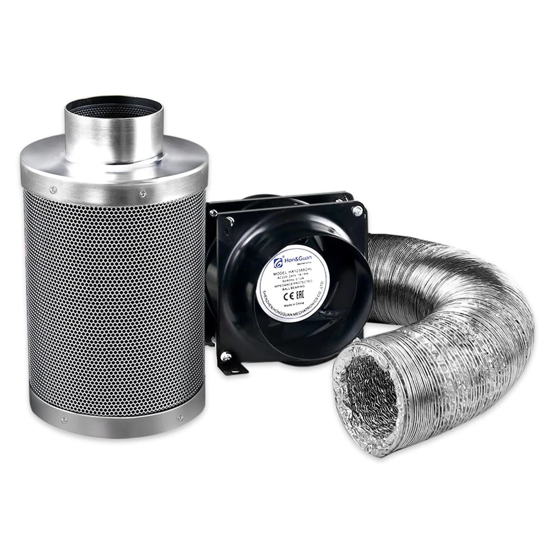 3 Green Fingers 6"Ventilation Kit Fan Hydroponics Grow Tent Kit Carbon Filter Duct - Silver, 3 of 9
