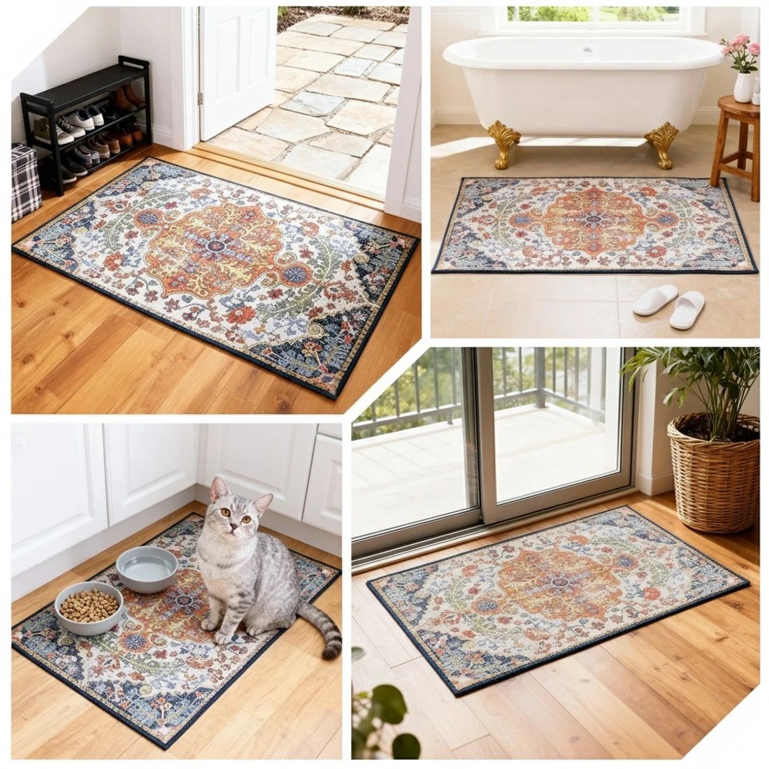 8 Artiss Floor Rug 50X80 Doormat Carpet Short Pile Non Slip Entryway Mat Bohemian - Multi, 8 of 8