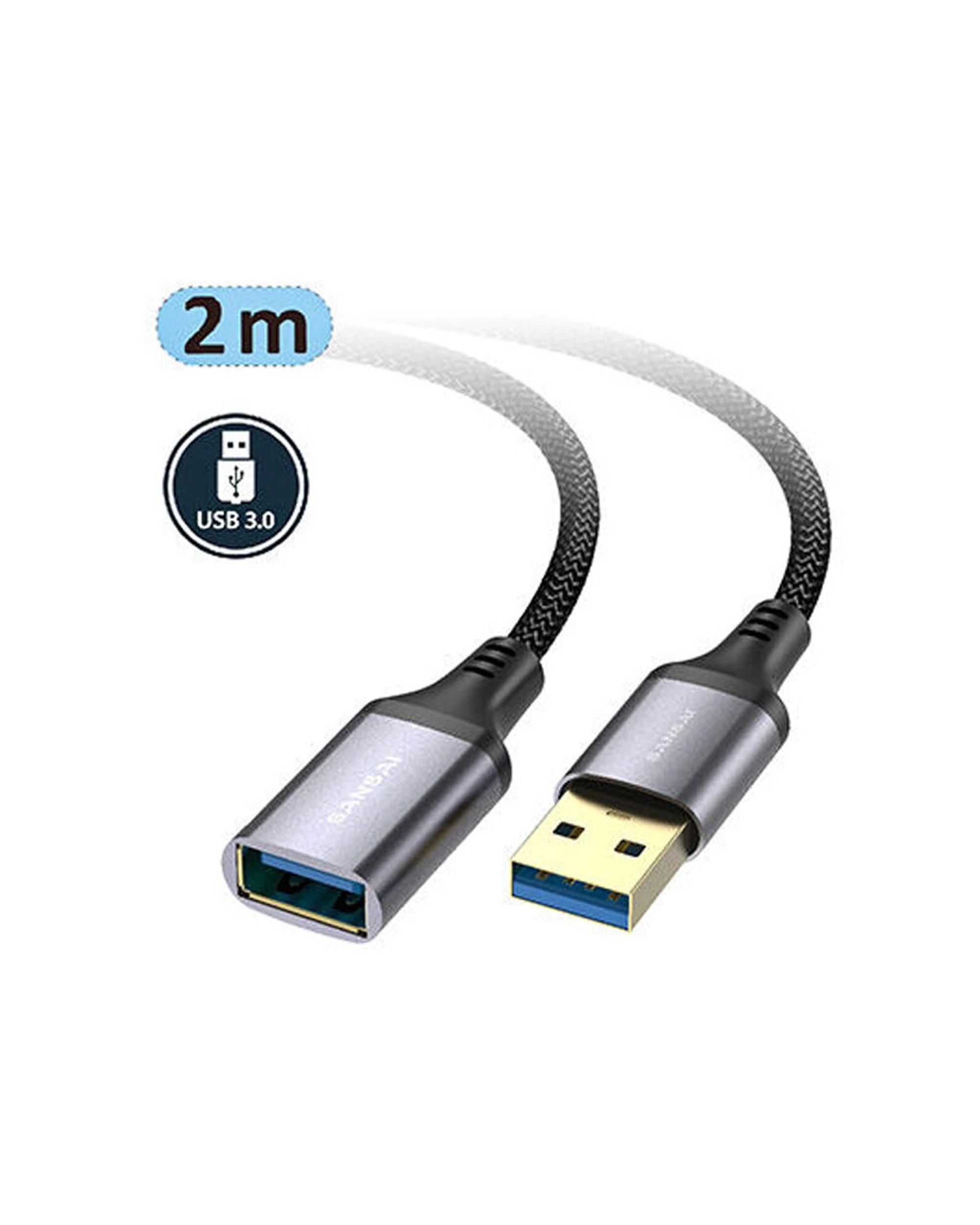 2 Sansai Heavy Duty USB 3.0 Extension Cable USB A Male To Female 2m - Multi, 2 of 3