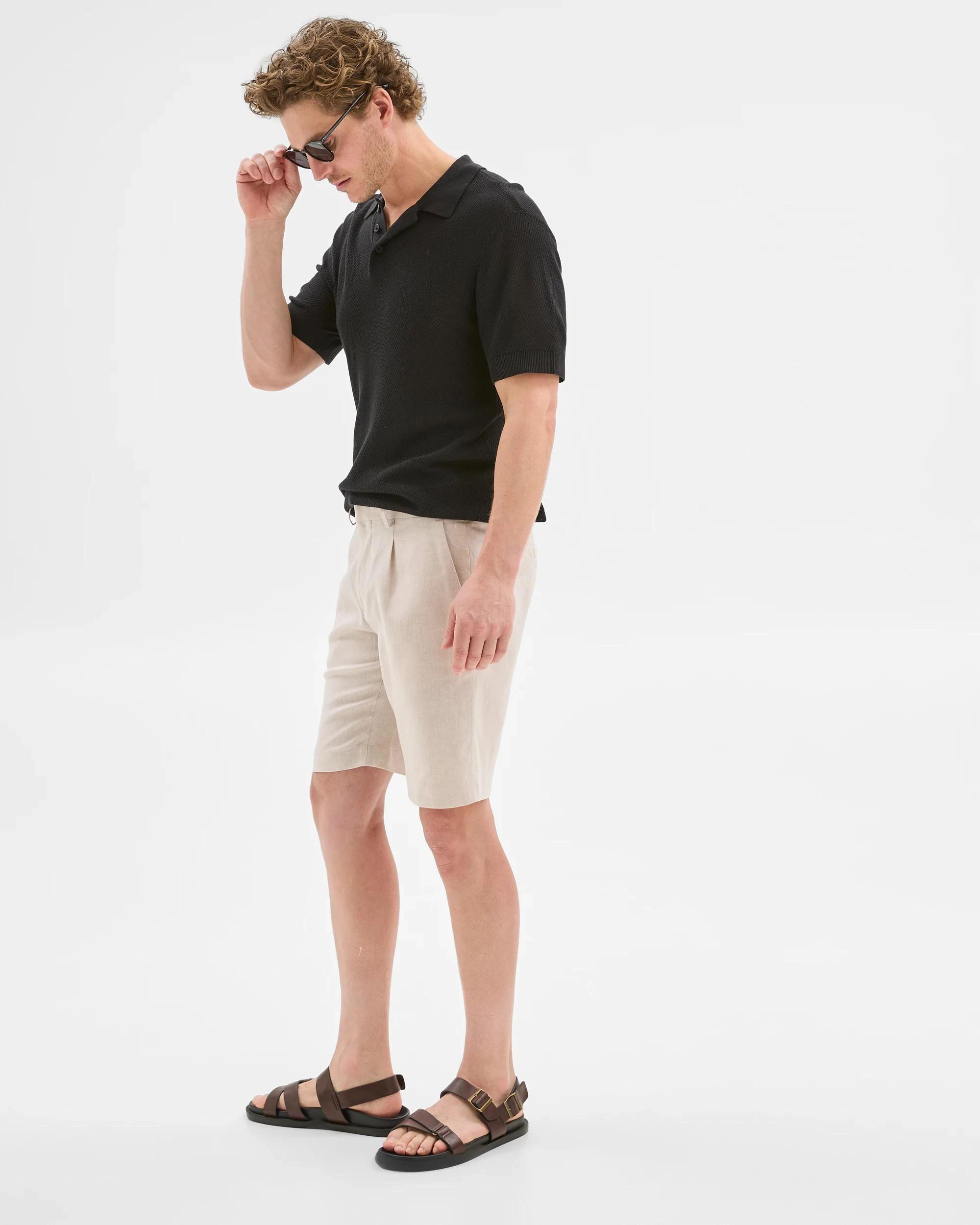 4 European Linen Blend Suit Shorts - Preview NEUTRAL, 4 of 6