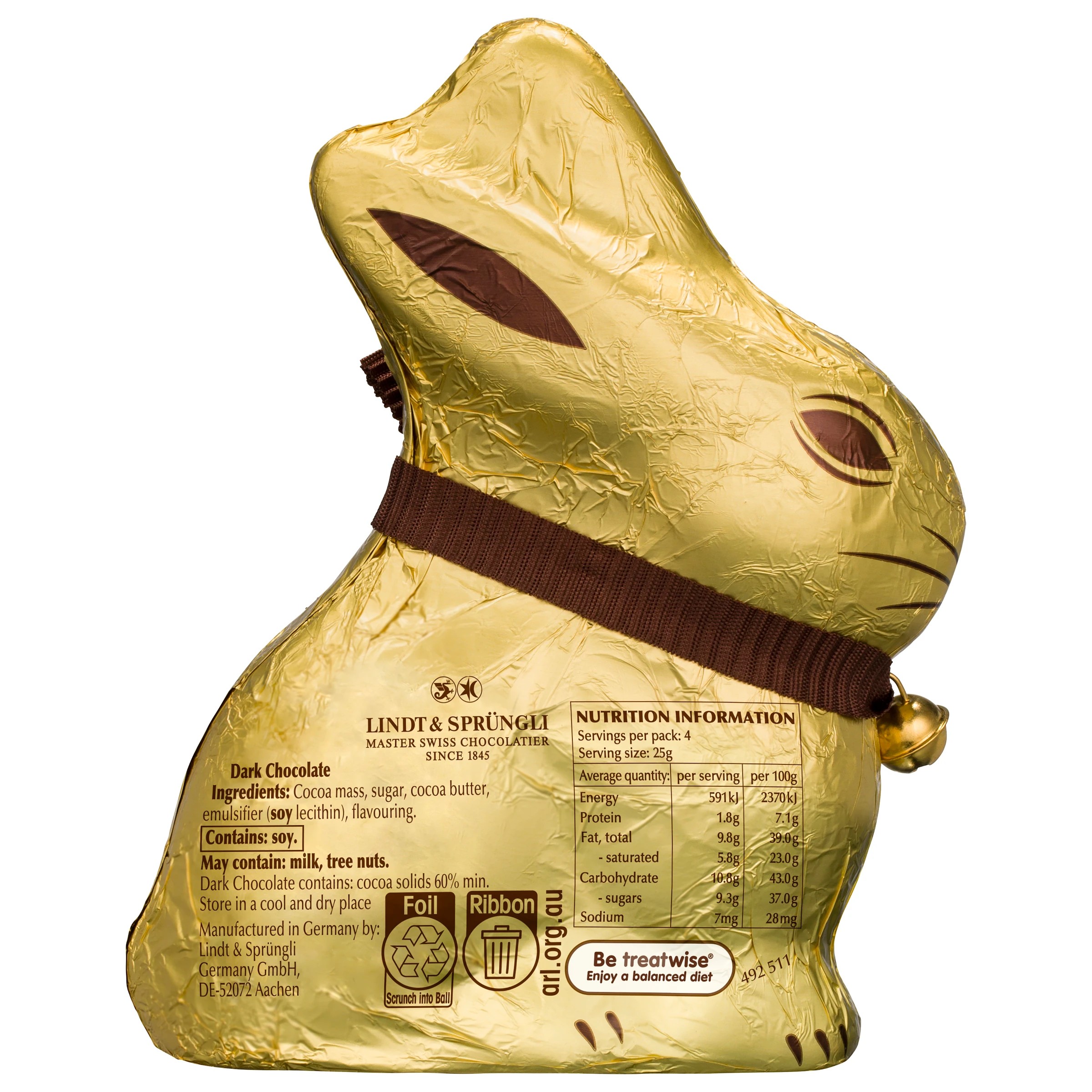 2 Lindt Dark Chocolate Gold Bunny 100g, 2 of 8
