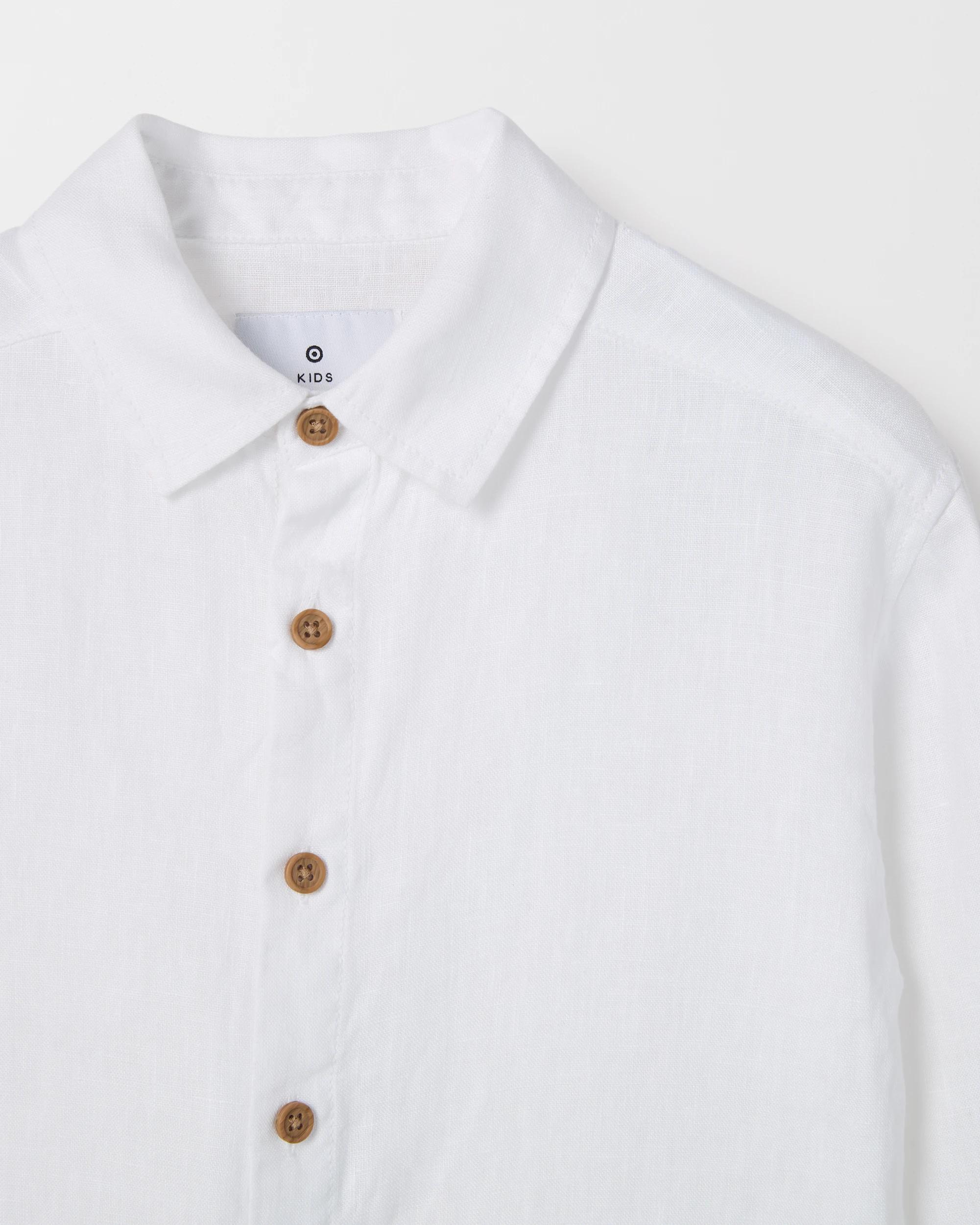 2 Target Kids European Linen Long Sleeve Shirt WHITE, 2 of 2