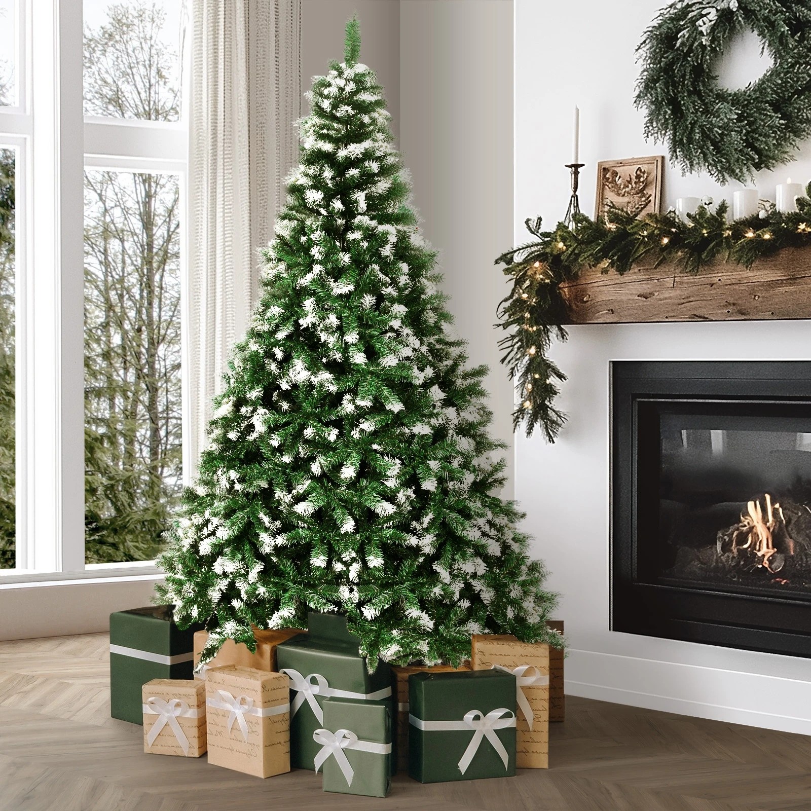 8 Tinseltown Christmas Tree 2.4M 8FT Xmas Trees Snowy Decorations 1480 Tips - Green, 8 of 8