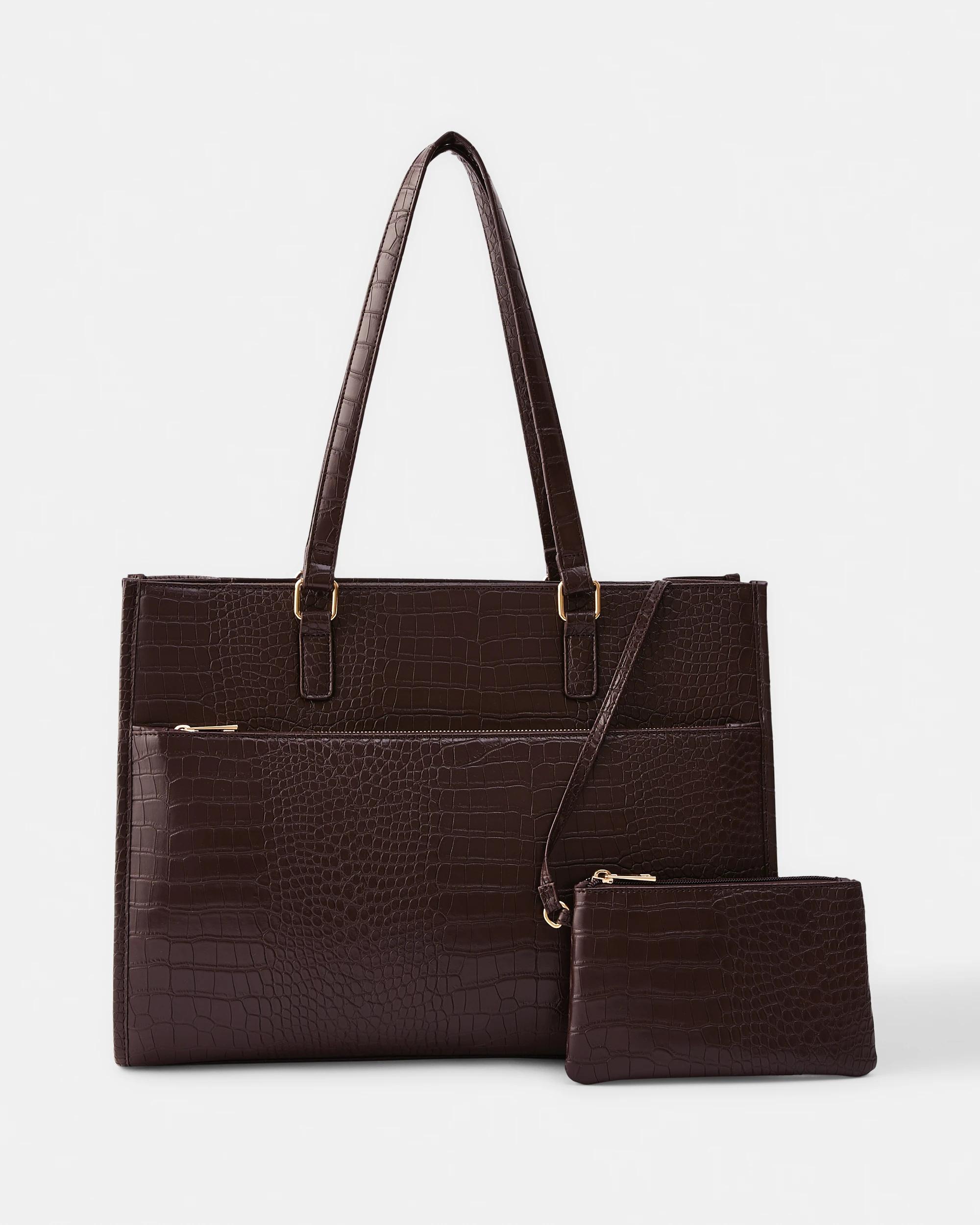 4 2-in-1 Work Tote Bag Deep Fudge, 4 of 10