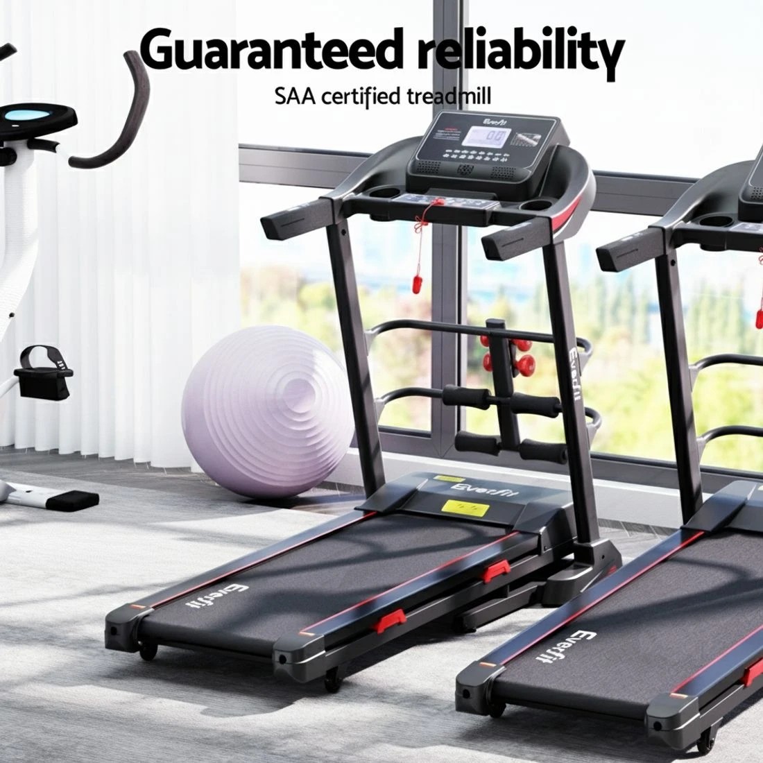 4 Everfit Treadmill Electric Home Gym Fitness Exercise Machine w/ Sit Up Bar 450mm - Black, 4 of 6