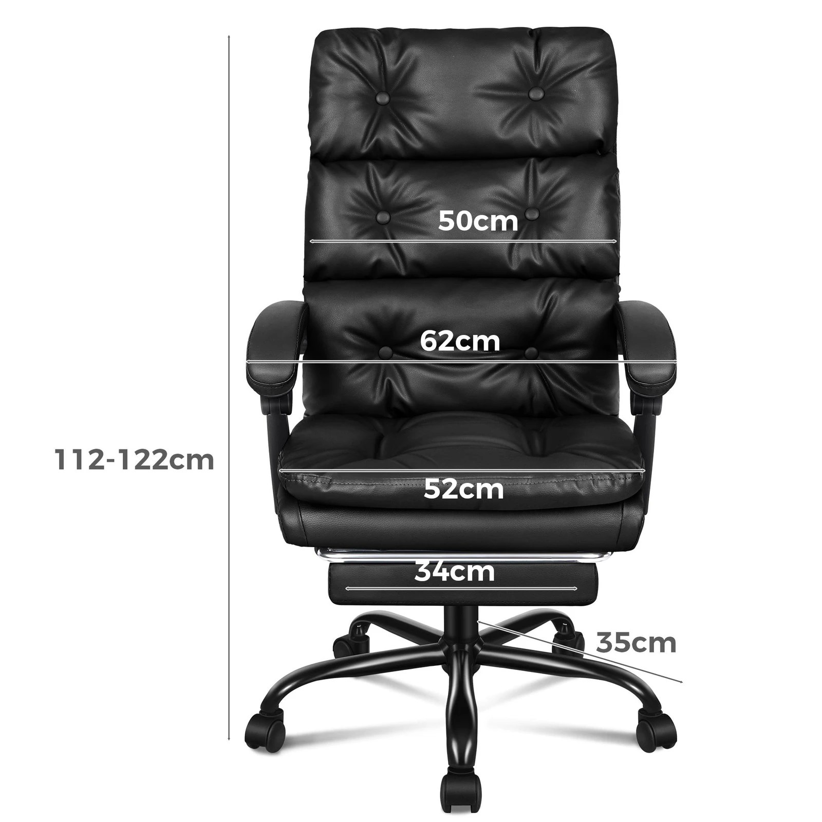 3 Alfordson Office Chair Executive Computer PU Leather Seat Work Recliner Gaming - Black, 3 of 10