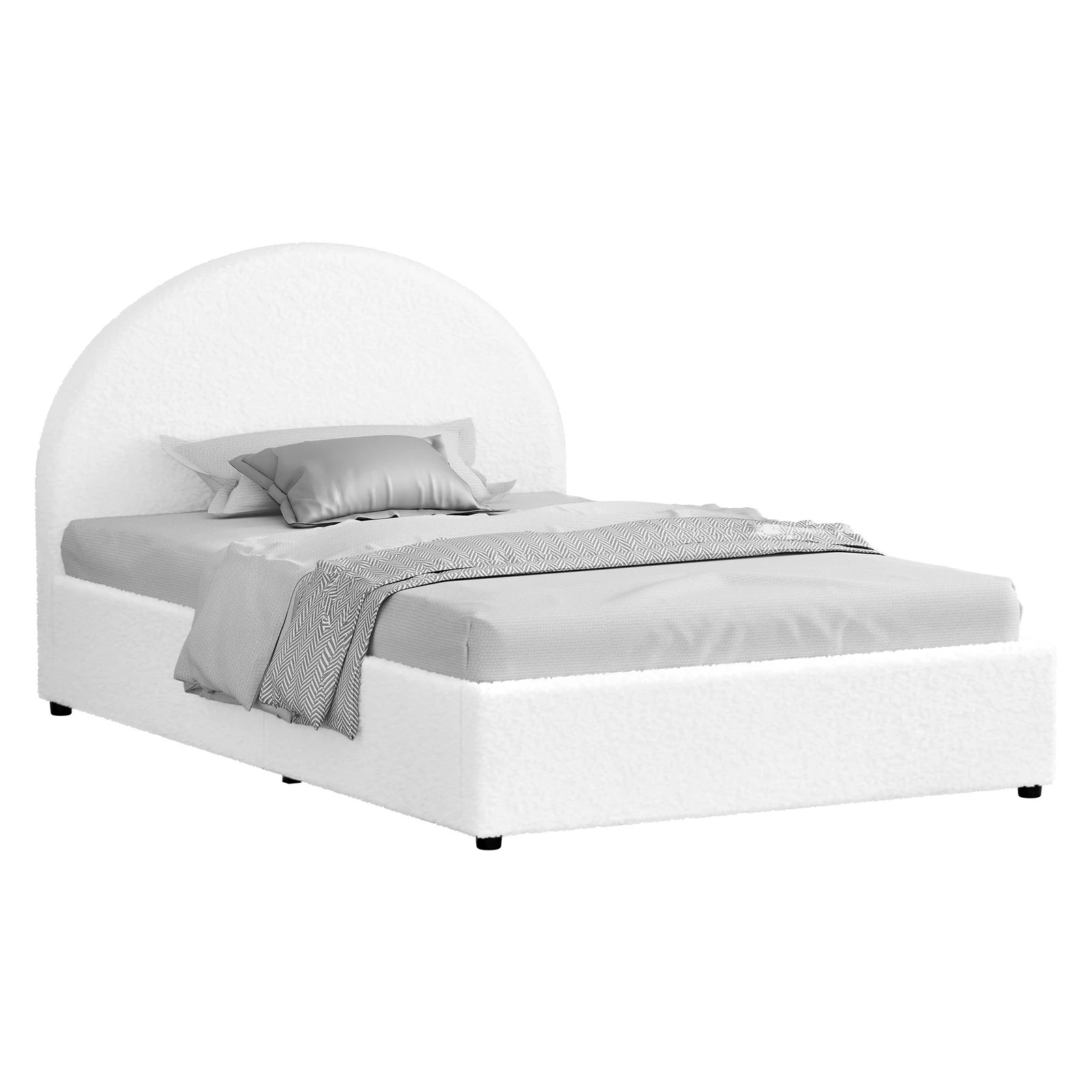 1 Alfordson Bed Frame King Single Gas Lift Base With Storage Boucle Howell - White, 1 of 10