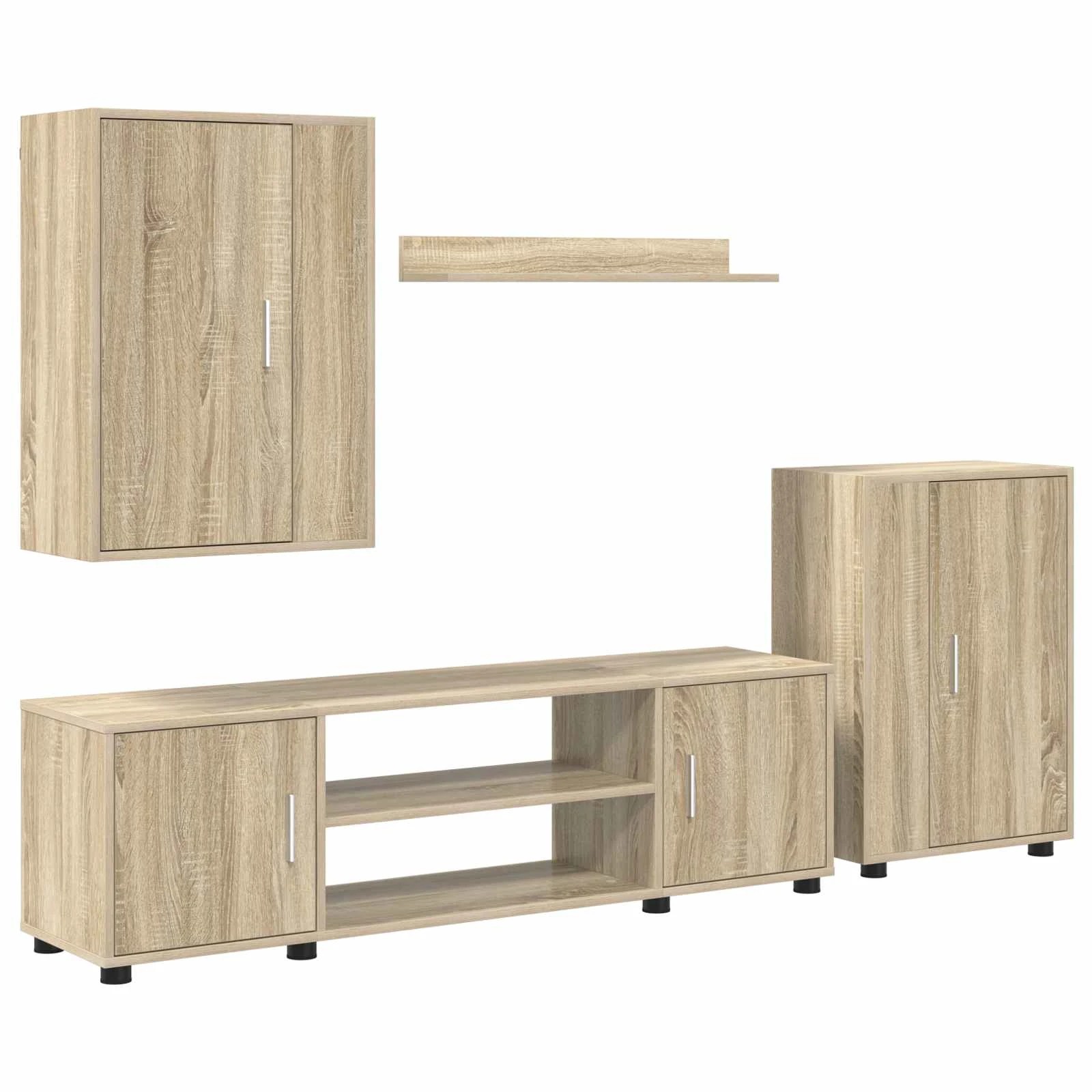 1 vidaXL Wall Mounted TV Cabinet Set Storage - Beige, 1 of 10