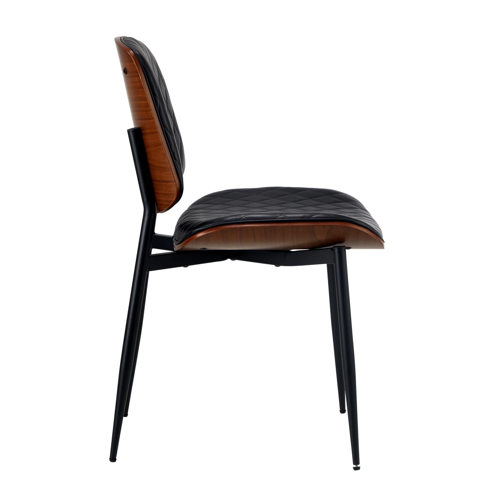 8 Oikiture 4x Dining Chairs Retro Faux Leather Solid Beech Wood Metal Legs - Black, 8 of 9