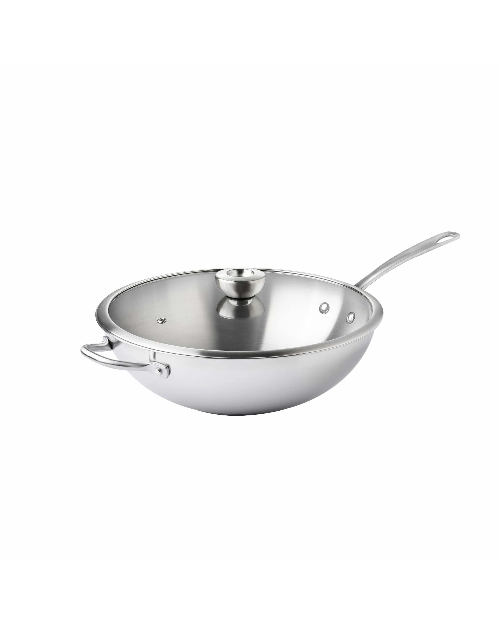 1 Meyer White Steel Stainless Steel Induction Stirfry With Glass Lid  32cm - Silver, 1 of 1