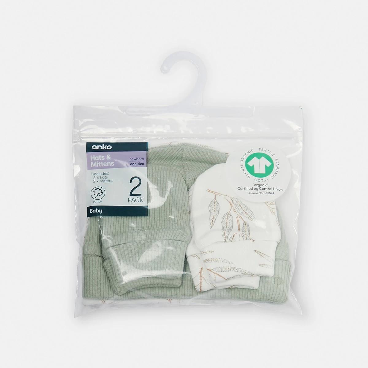 8 4 Pack Organic Cotton Unisex Hat and Mitten Set Gumleaf A, 8 of 10