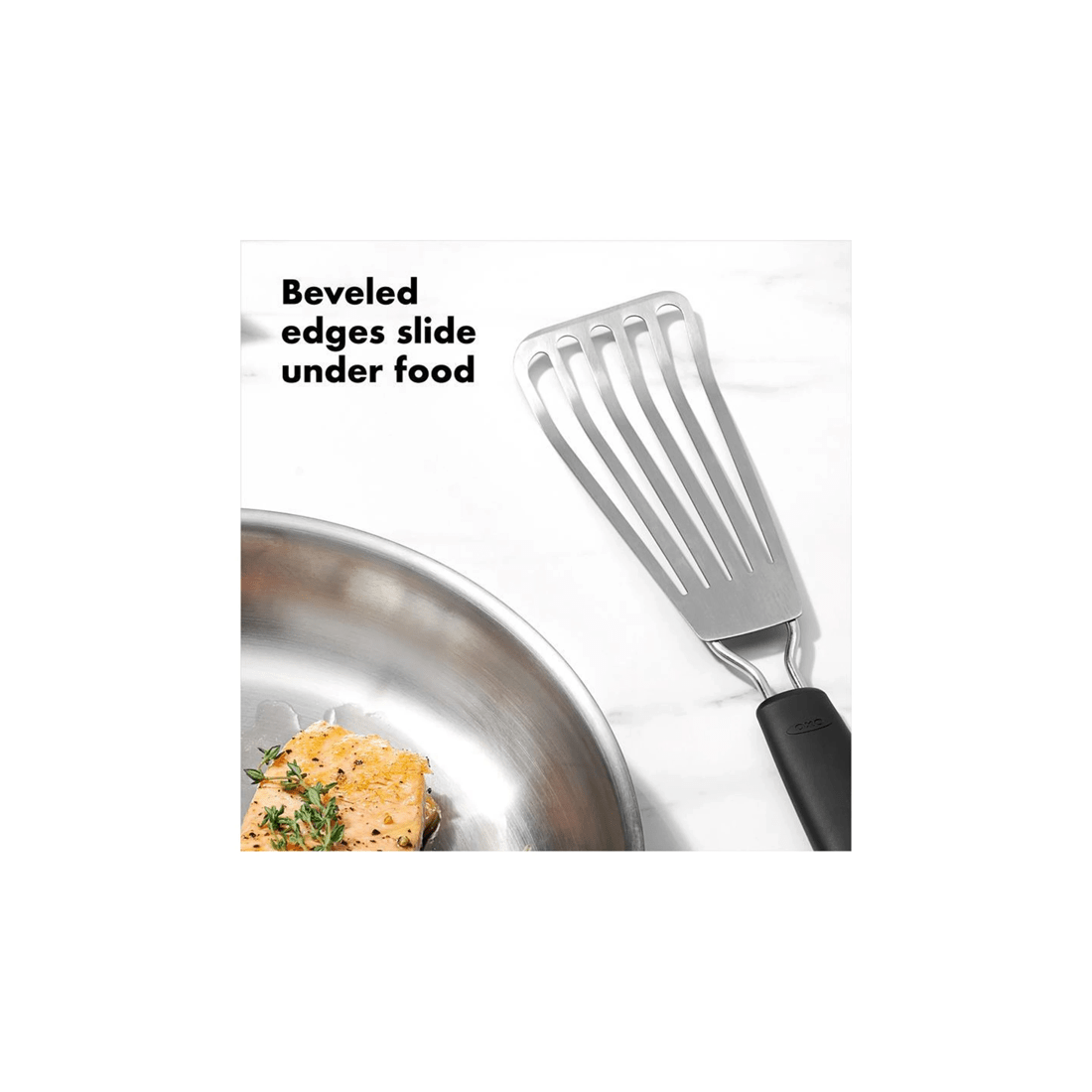 4 Oxo Little Fish Turner 29cm Stainless Steel Slotted Spatula Non-slip Grip
 - Black, 4 of 4