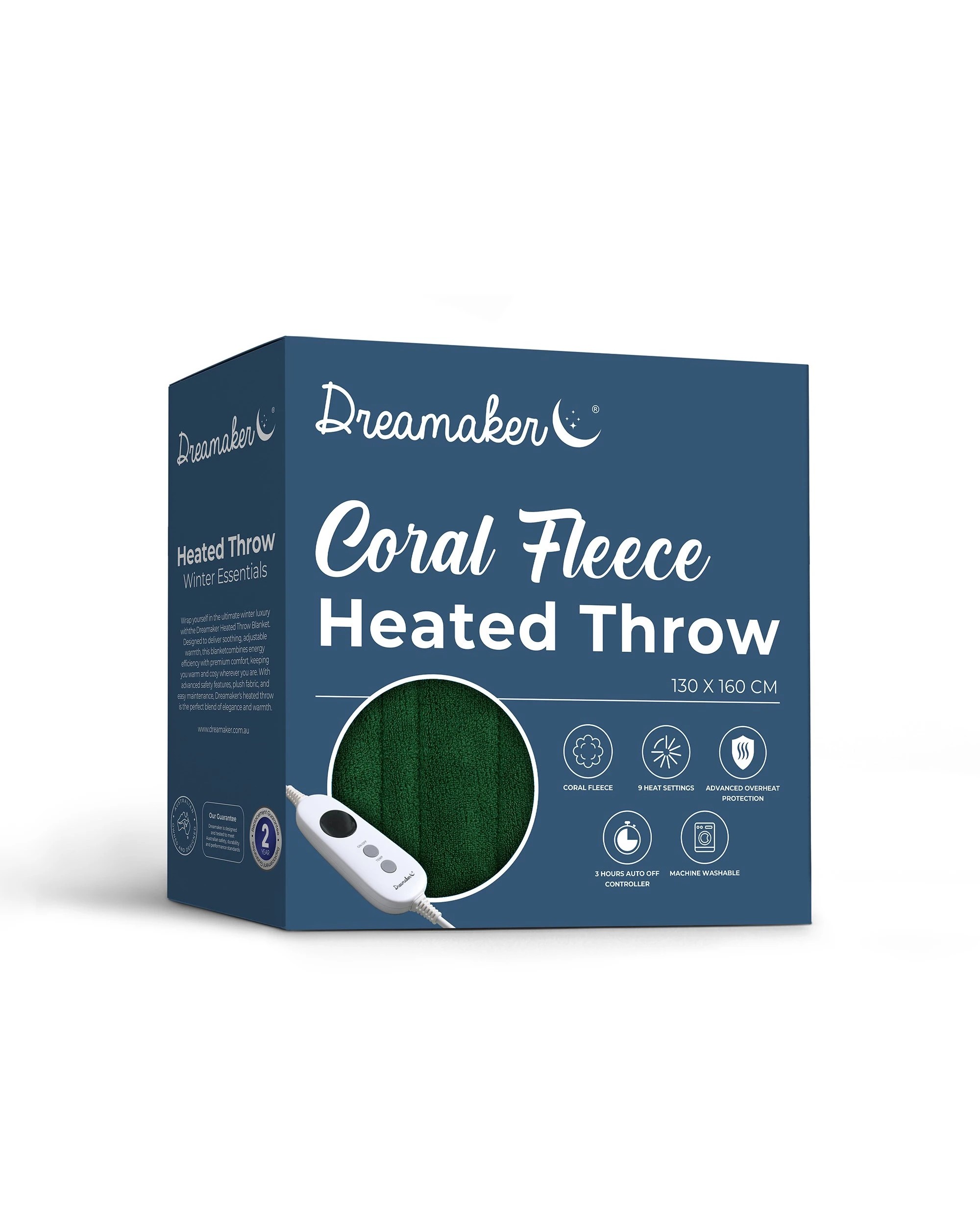 7 Dreamaker Kingston Coral Fleece Electric Heated Throw Blanket 130x160cm - Eden, 7 of 7