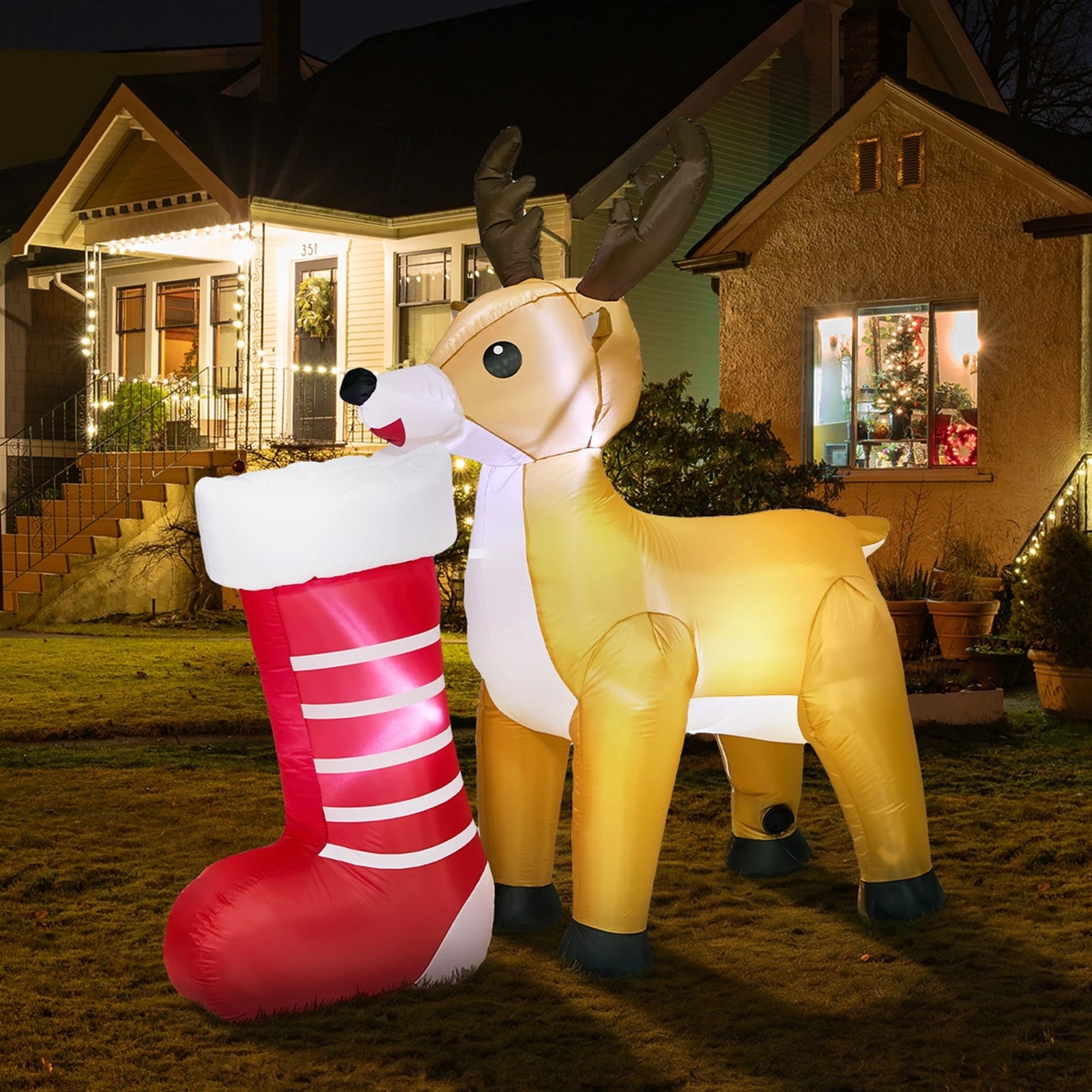 4 Tinseltown 1.8M Christmas Inflatable Reindeer LED Light Garden Decor Toy - Multi, 4 of 8