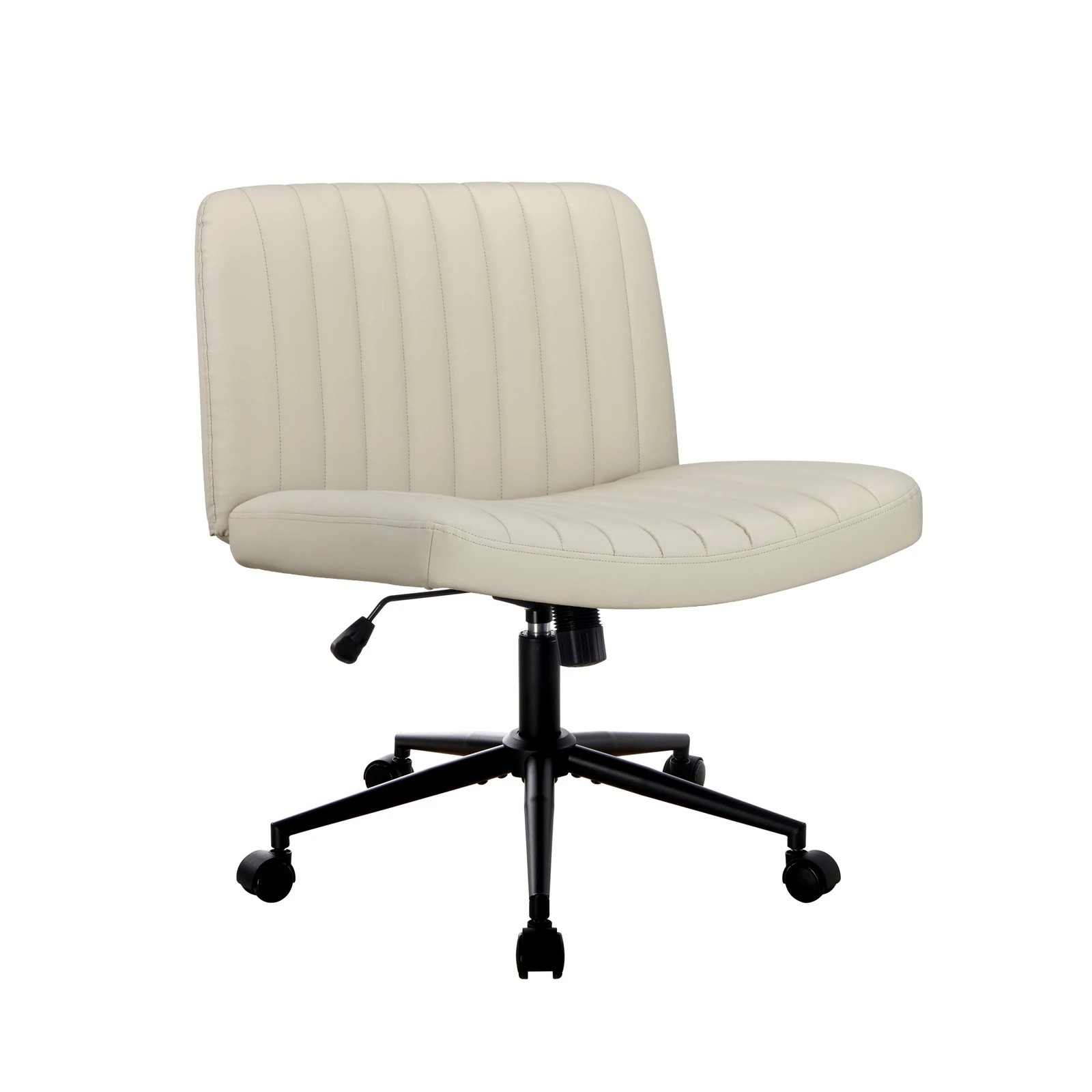 3 Oikiture Armless Office Desk Chair Faux Leather
 - Beige, 3 of 6