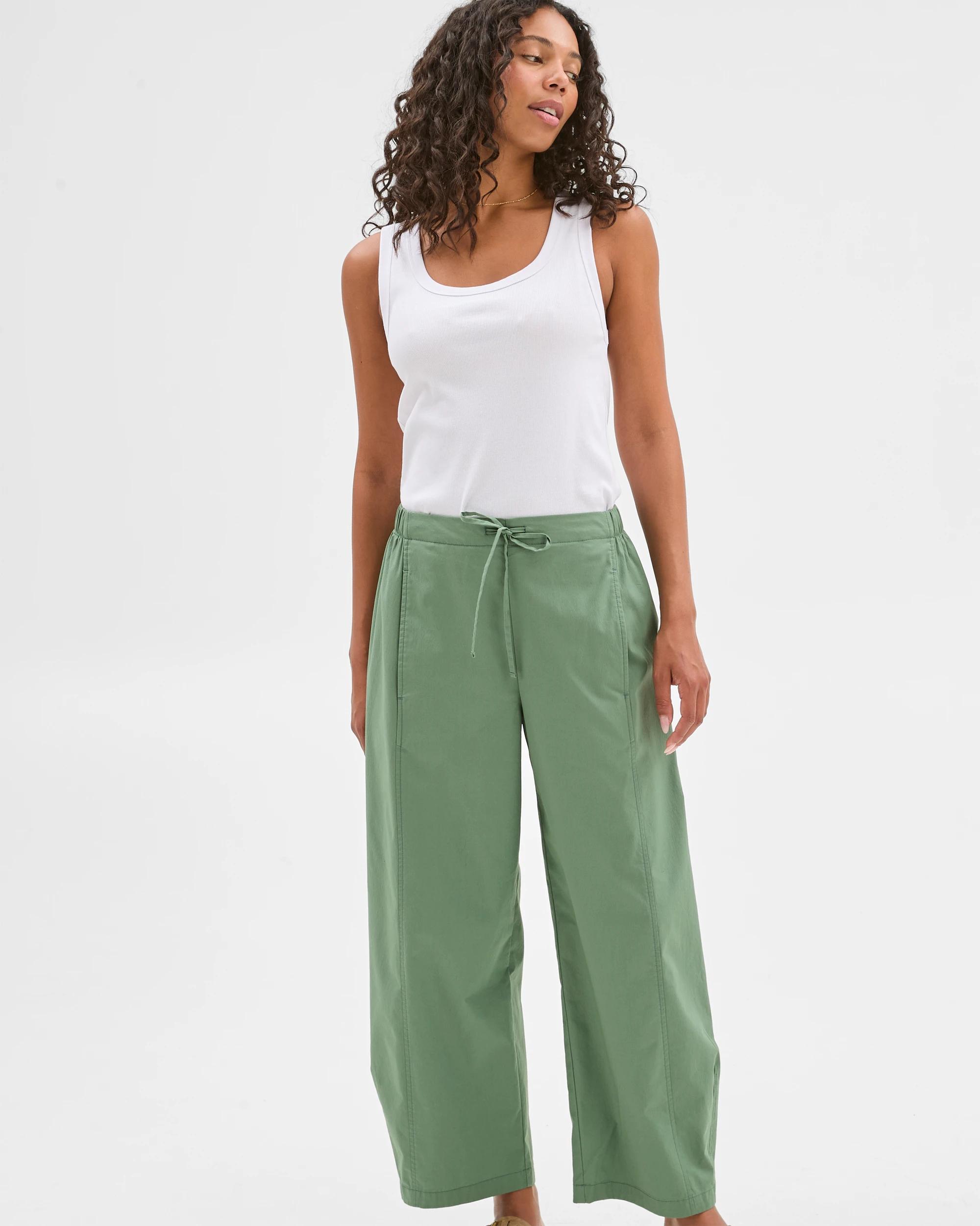 3 Target Australian Cotton Tie Waist Barrel Pants KALE, 3 of 6