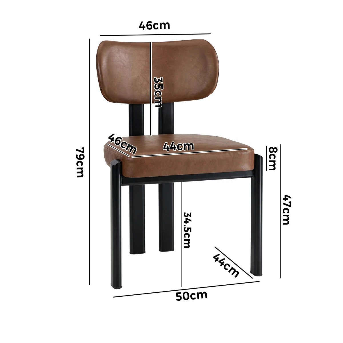 2 Oikiture Set of 2 Dining Chairs Faux Leather Fabric Kitchen Chair Padded Seat - Brown, 2 of 9