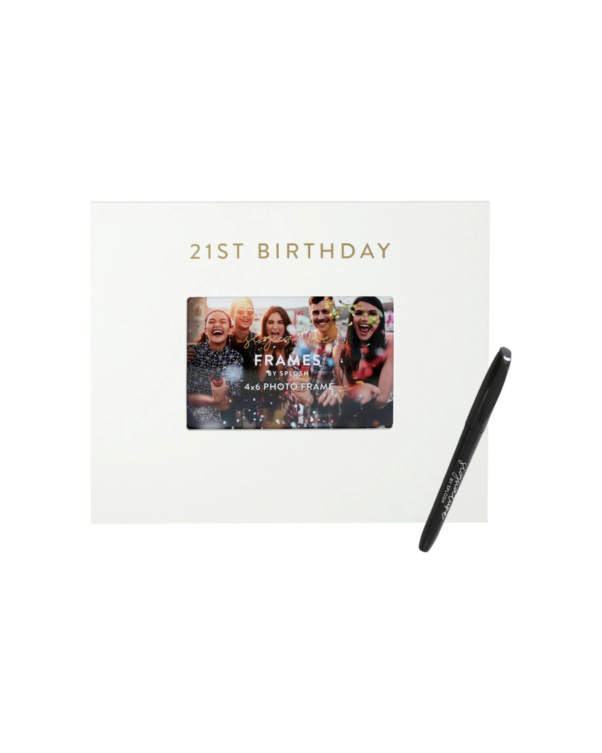 1 Splosh 21st Birthday Signature Photo Frame W/ Marker Home Decor 27.5x23cm White
 - White, 1 of 5