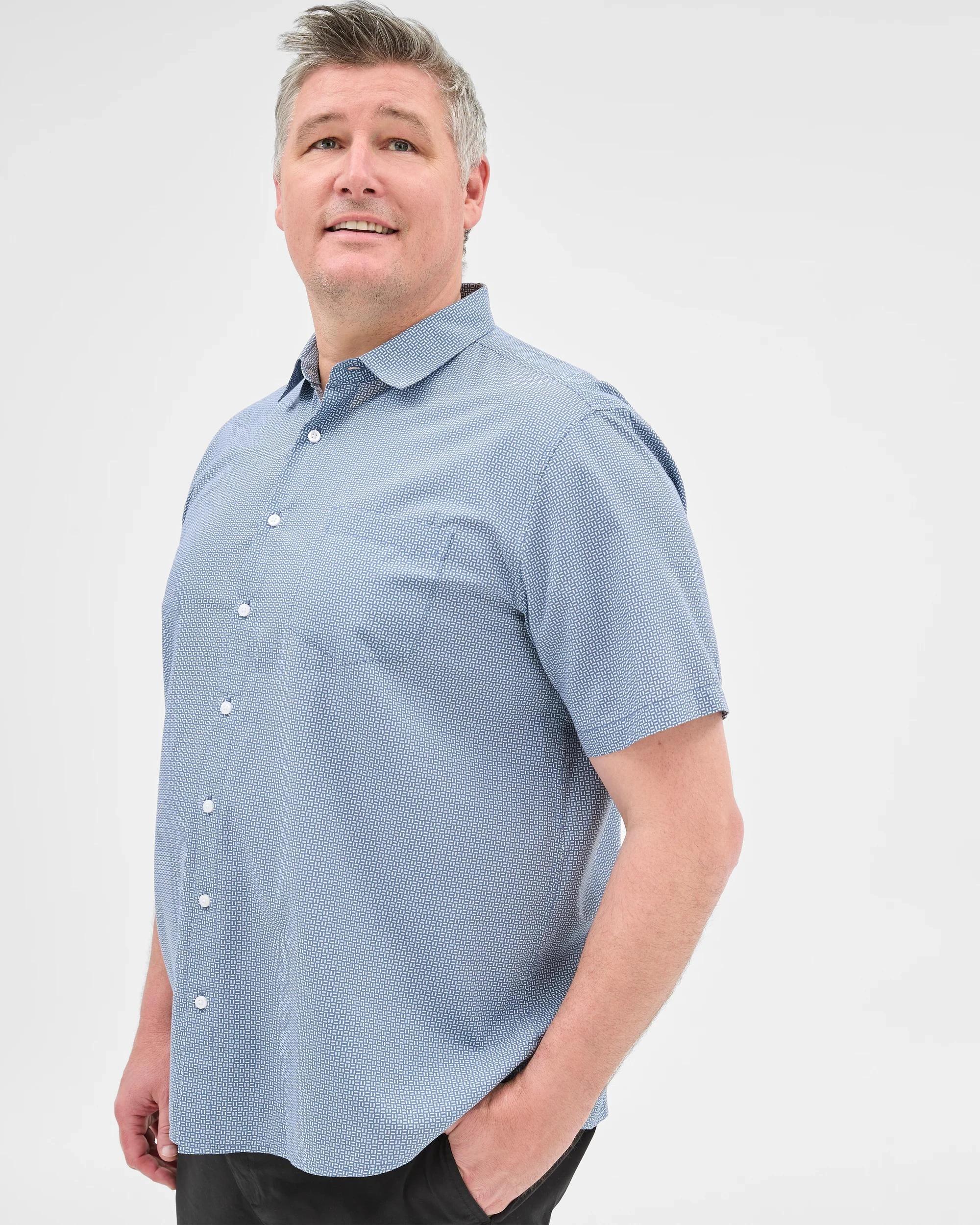 3 Target Plus Size Australian Cotton Blend Print Shirt BLUE, 3 of 5