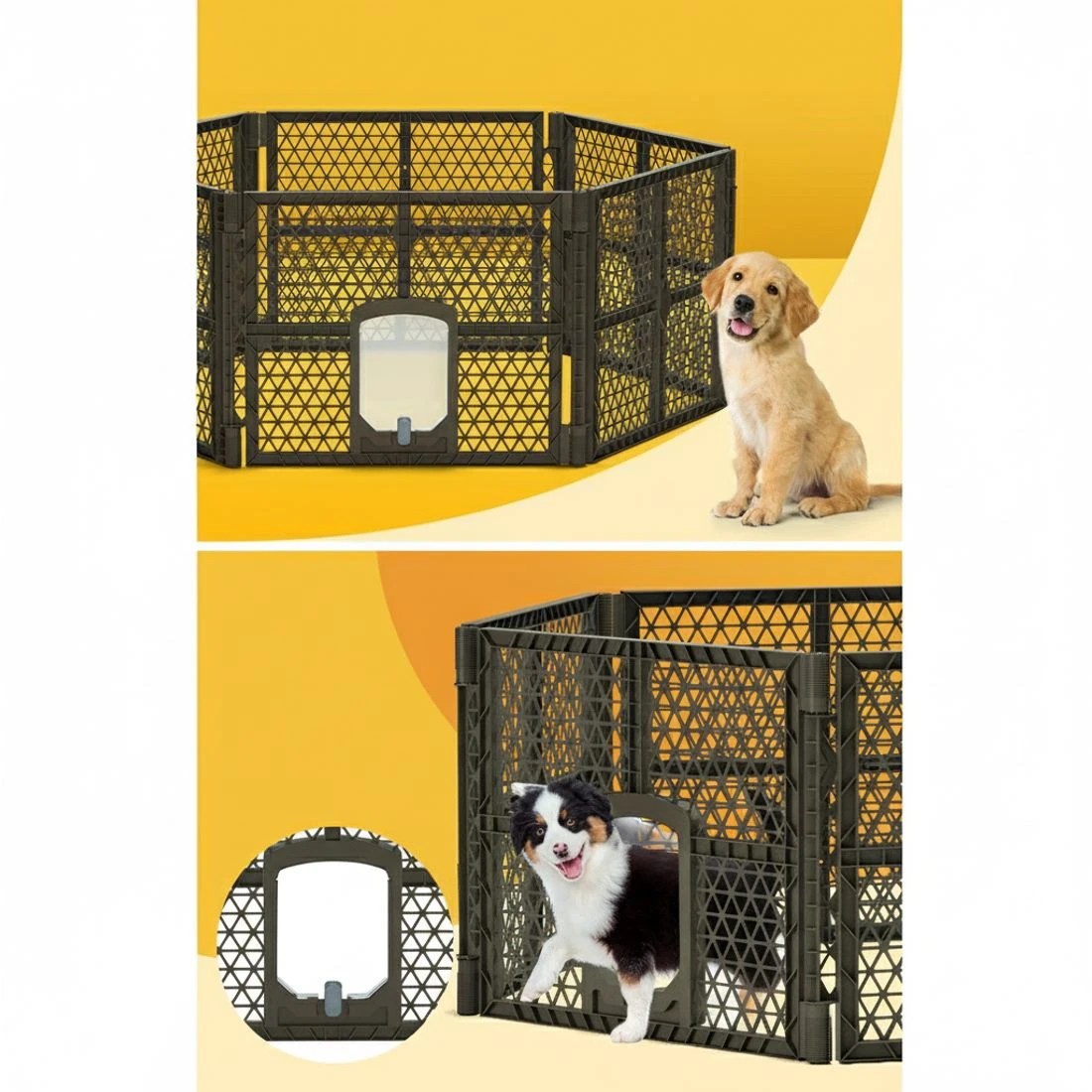 3 i.Pet Dog Playpen Enclosure 6 Panel Pet Fence Plastic Play Pen - Black, 3 of 5