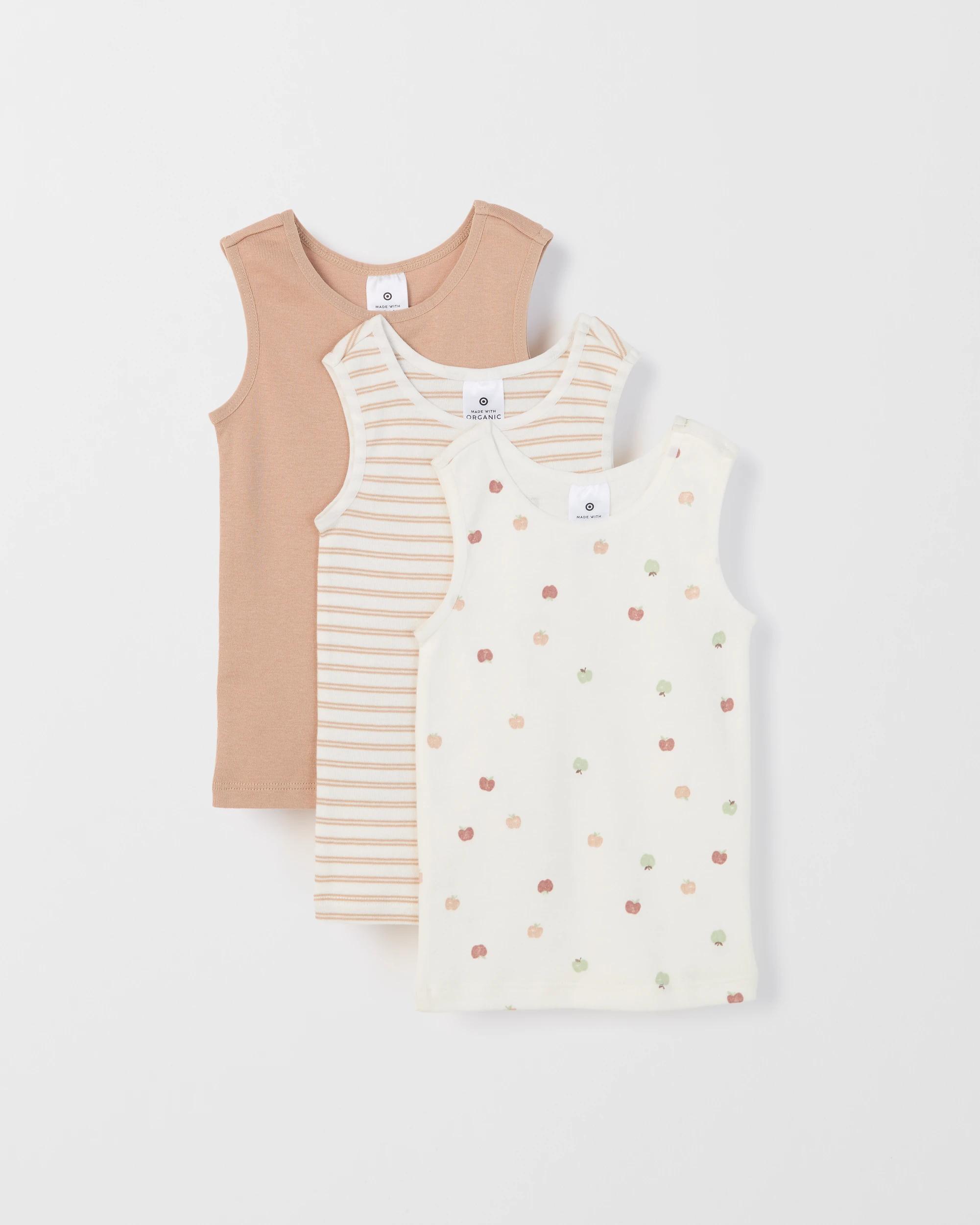 1 Target Baby Organic Cotton 3 Pack Print Rib Vest APPLES, 1 of 5