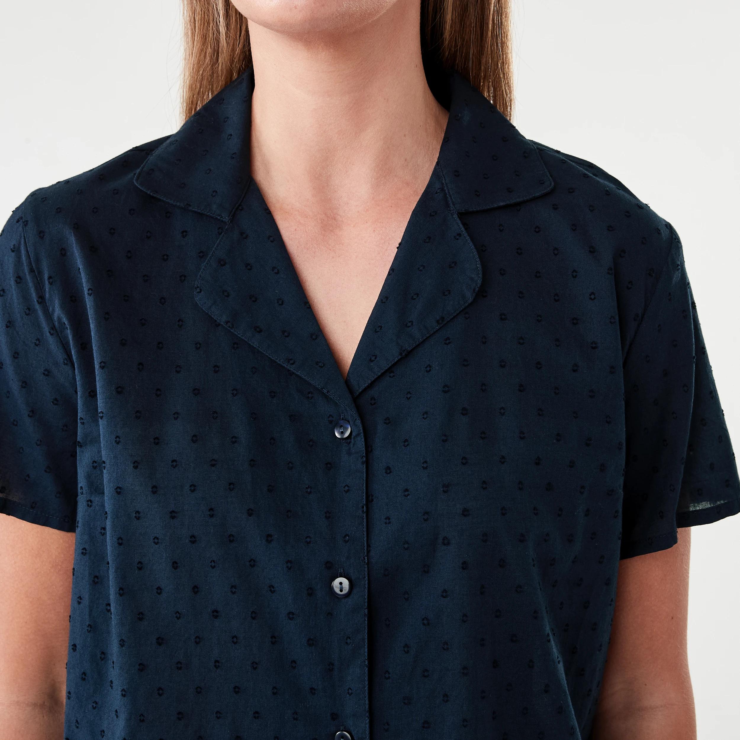 5 Short Sleeve Top and 3/4 Pants Dobby Pyjama Set Navy Blaze, 5 of 6
