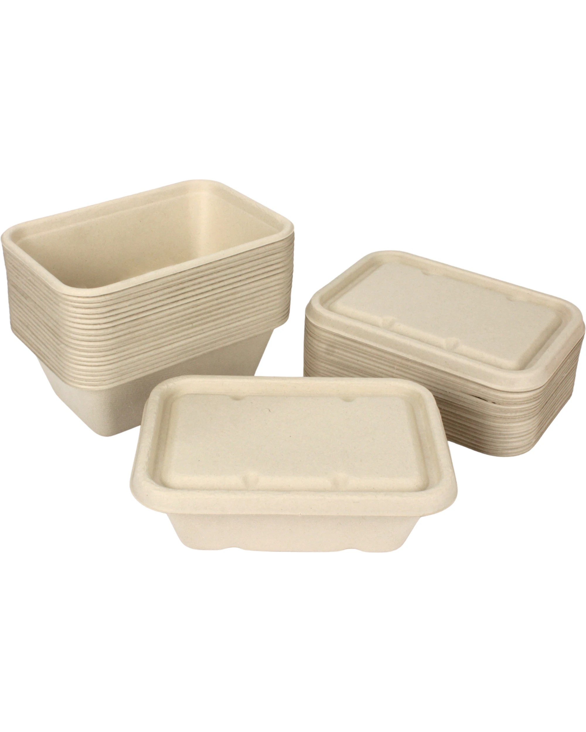 1 Lemon & Lime Eco Sugar Cane Food Containers With Lids 750ml Value Pack of 20 - Natural, 1 of 4