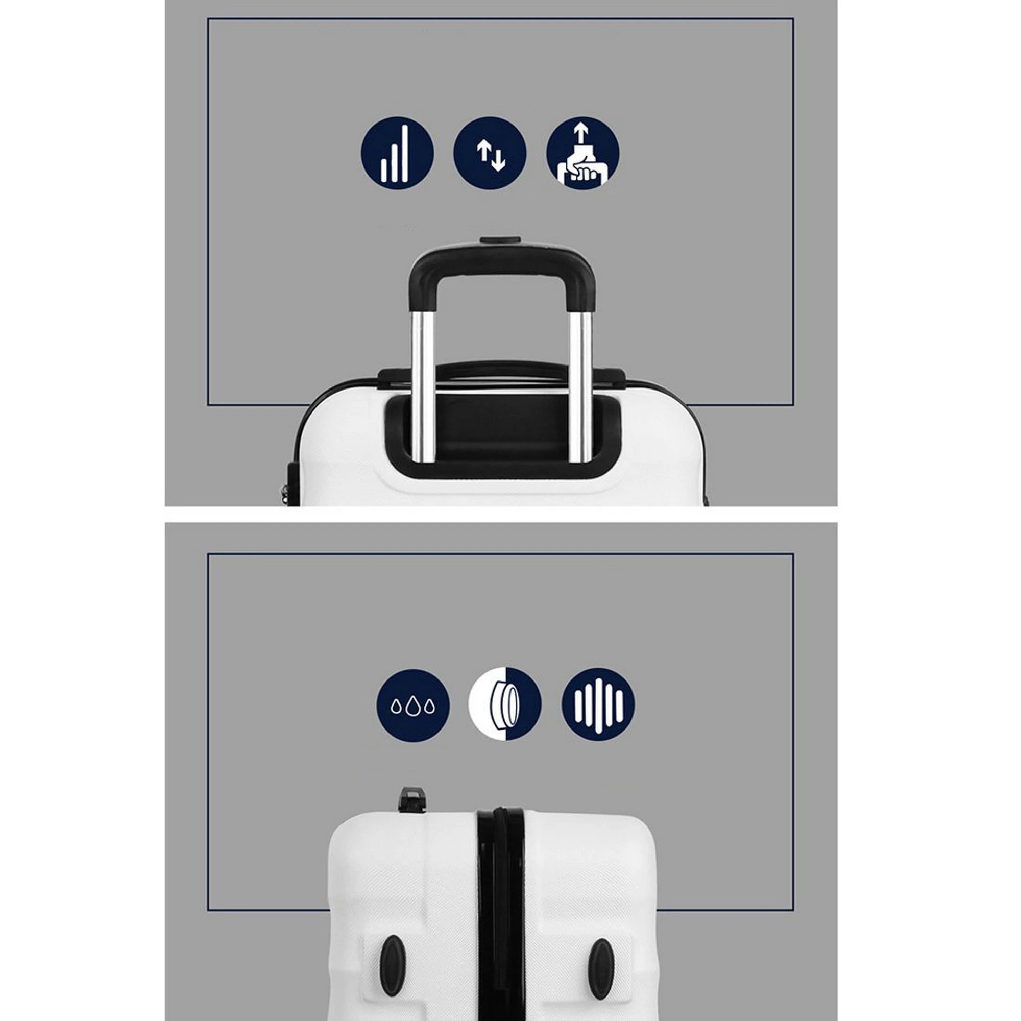 3 Wanderlite 2pcs Luggage Trolley Travel Suitcase Set TSA Hard Shell Case Strap - White, 3 of 6