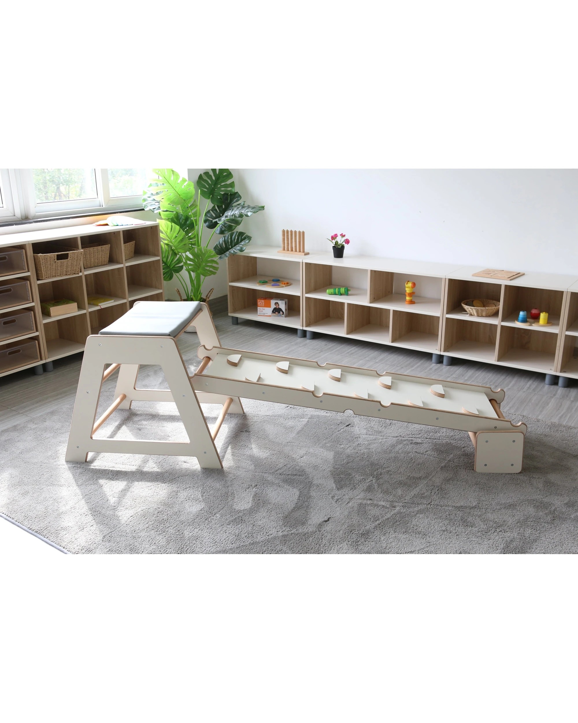 2 Vivaio Wooden Indoor Climbing Rock Wall 150x40x8cm - White, 2 of 2