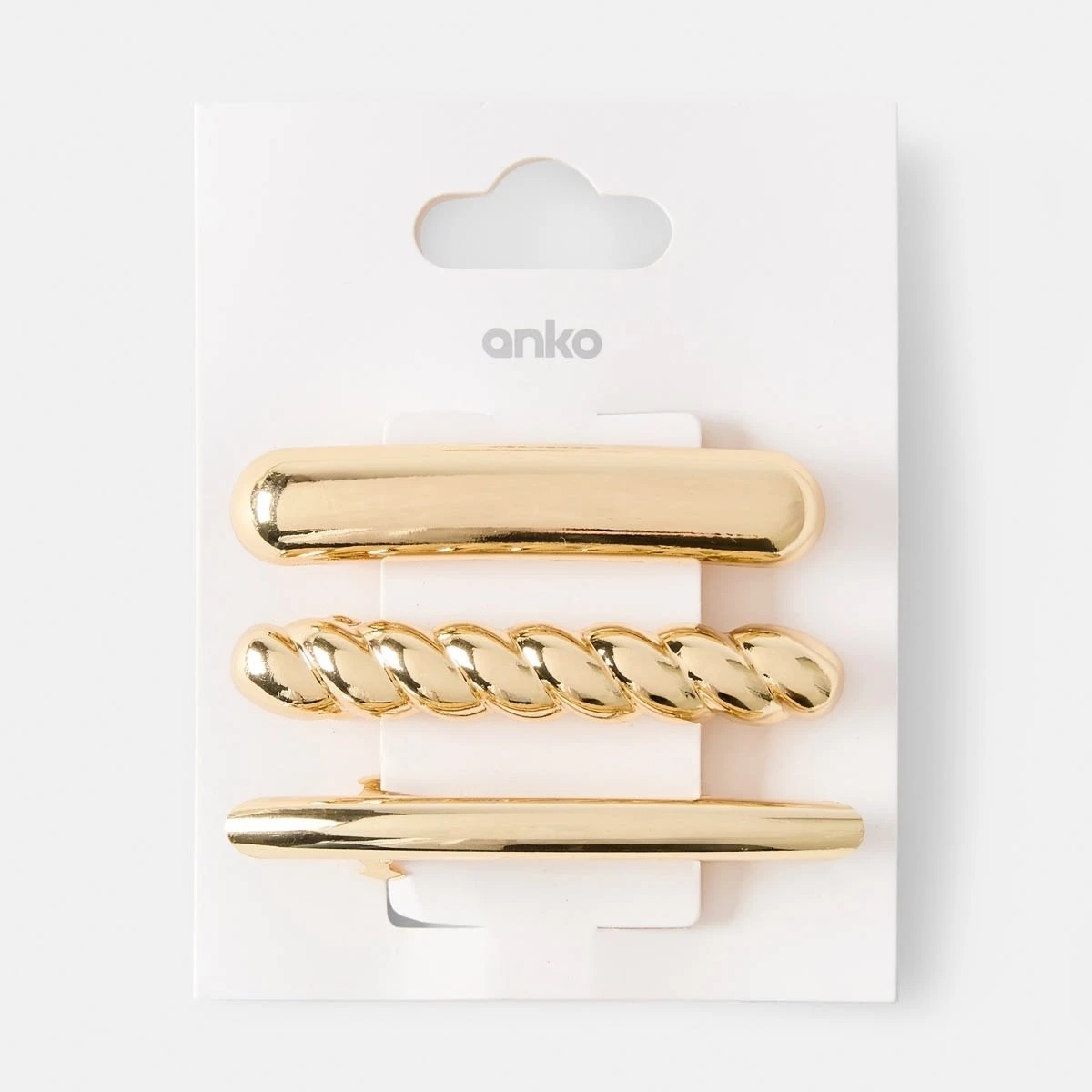 4 3 Pack Barret Hair Clips - Gold Tone, 4 of 4