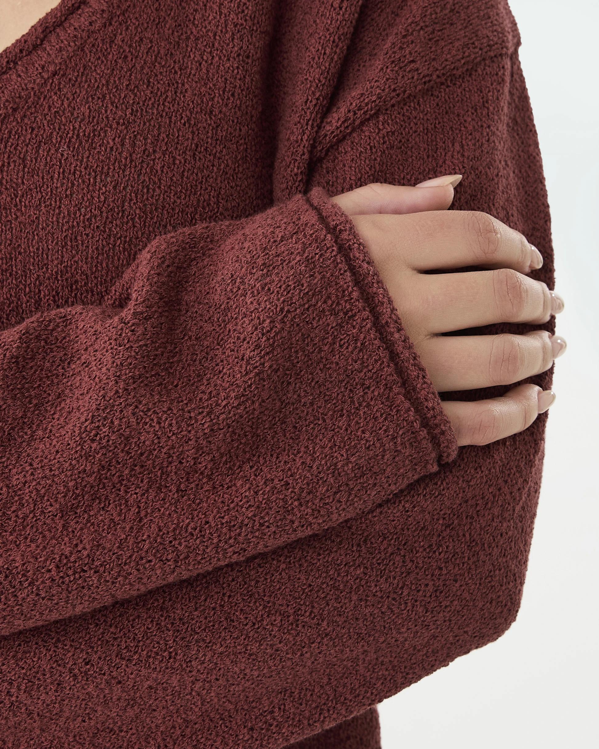 6 Lightweight V-Neck Jumper Burnt Rust, 6 of 7