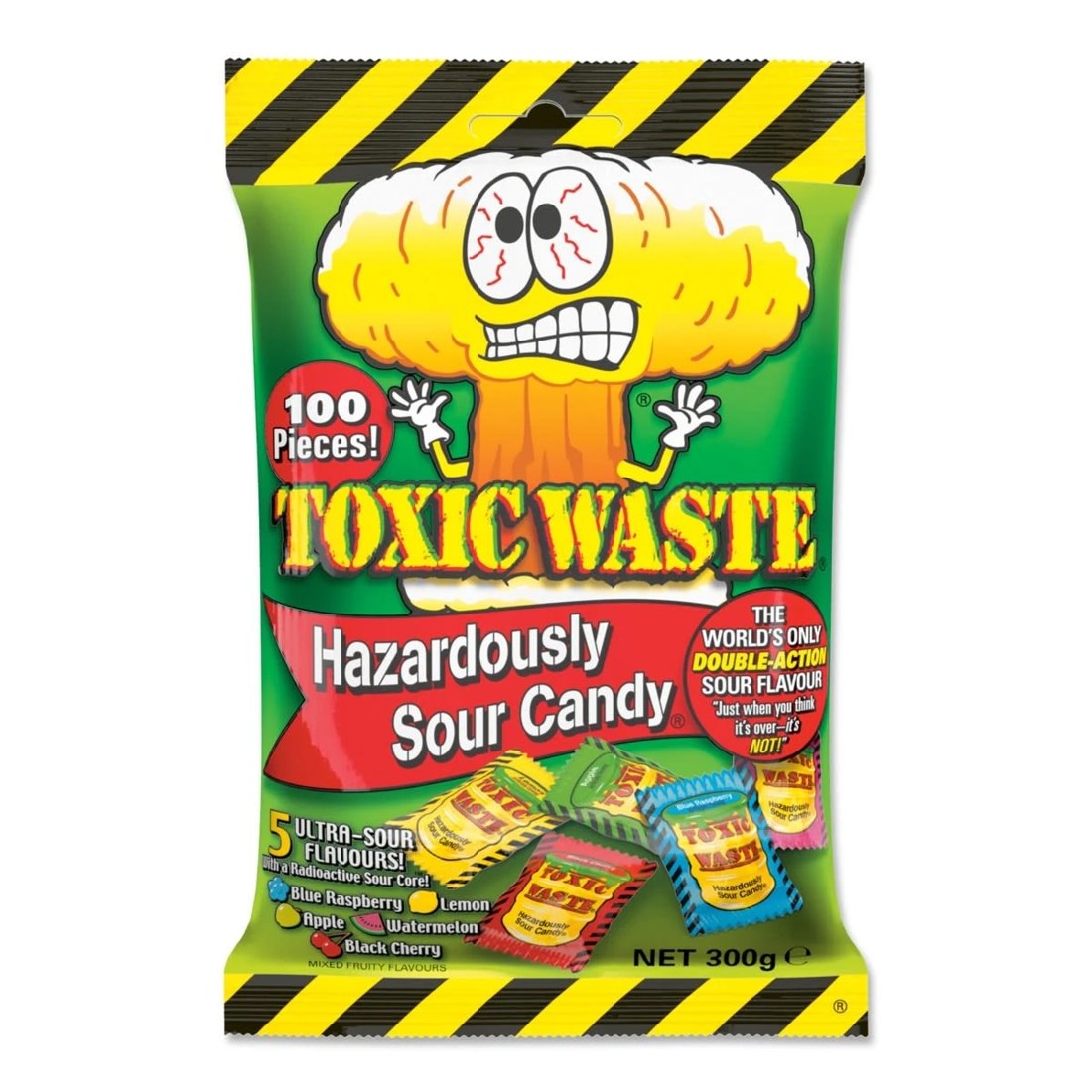 1 100 Piece Toxic Waste Hazardously Sour Candy Bag 300g, 1 of 1