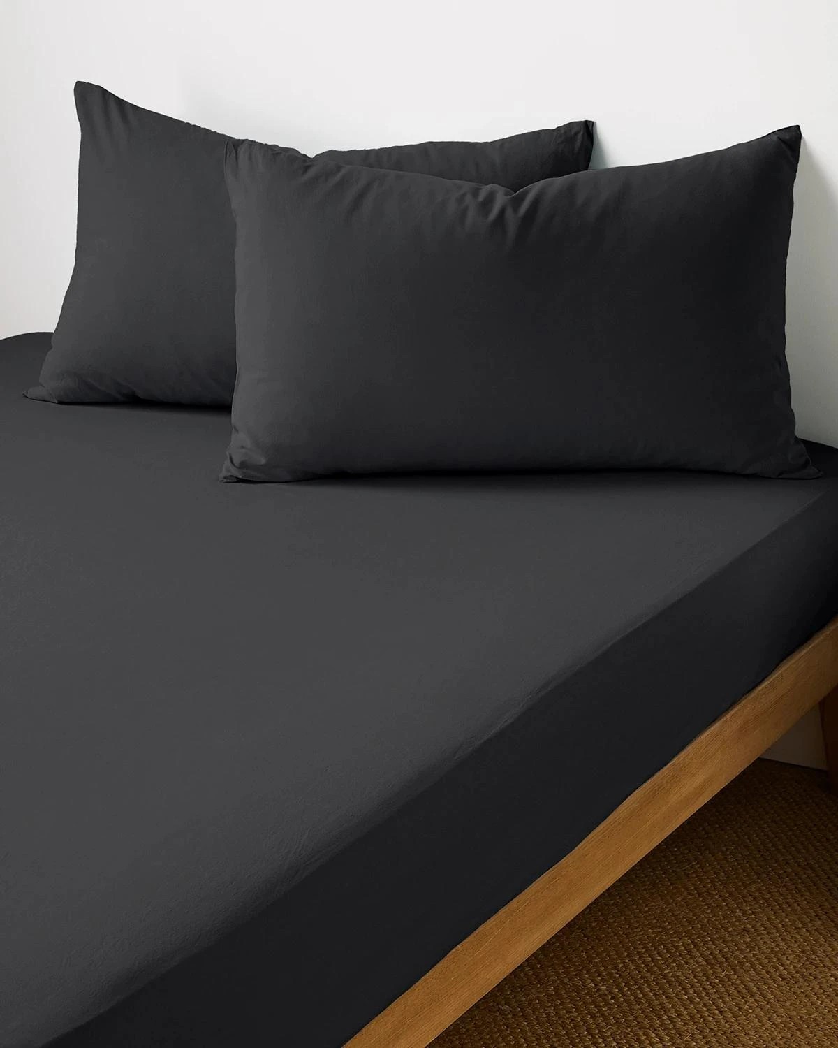 1 Target Arlo Stonewash Fitted Sheet - Queen Bed - Black, 1 of 1
