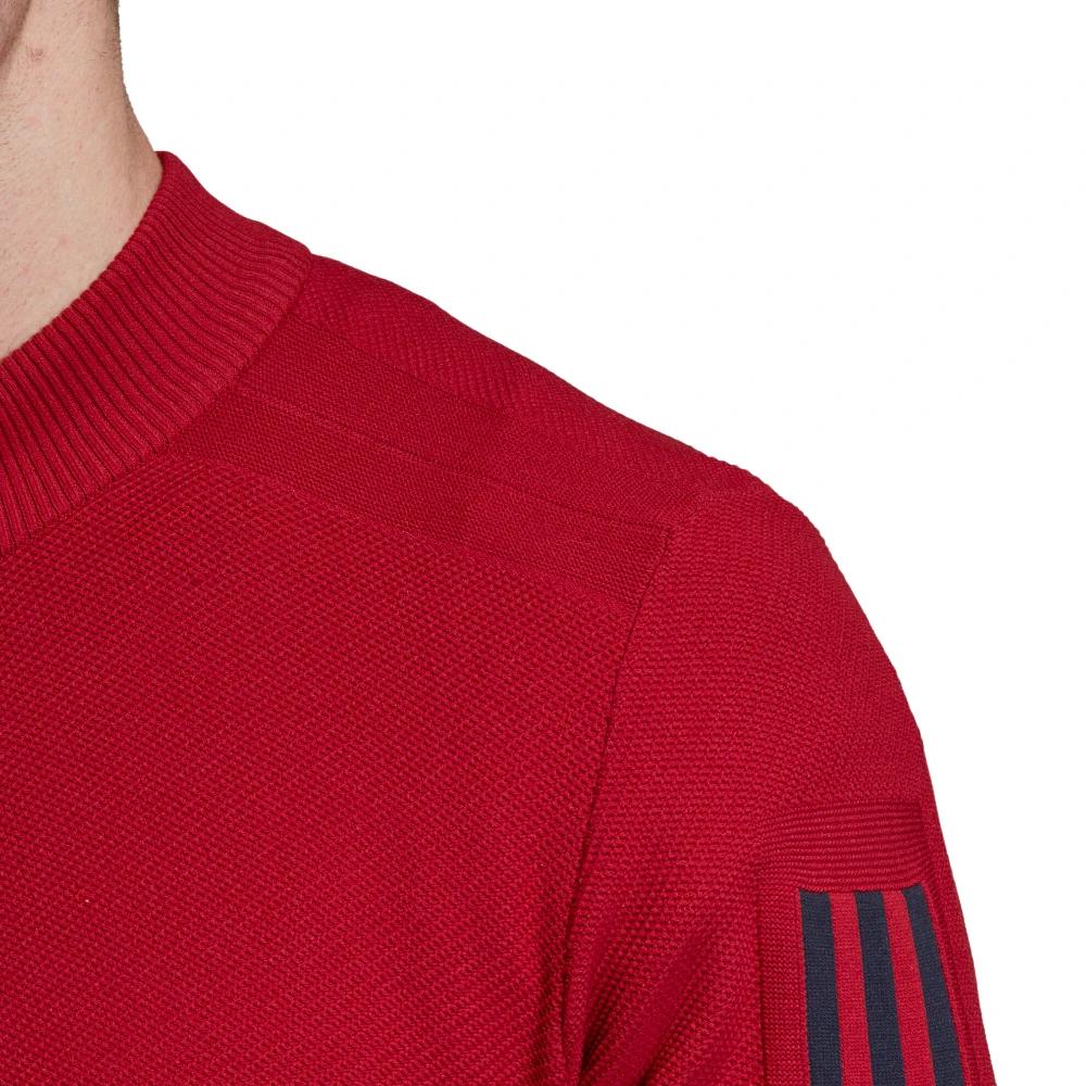 9 Adidas Mens Red/Blue Id Knit Track Comfy Casual Top Jumper RED/BLUE, 9 of 9