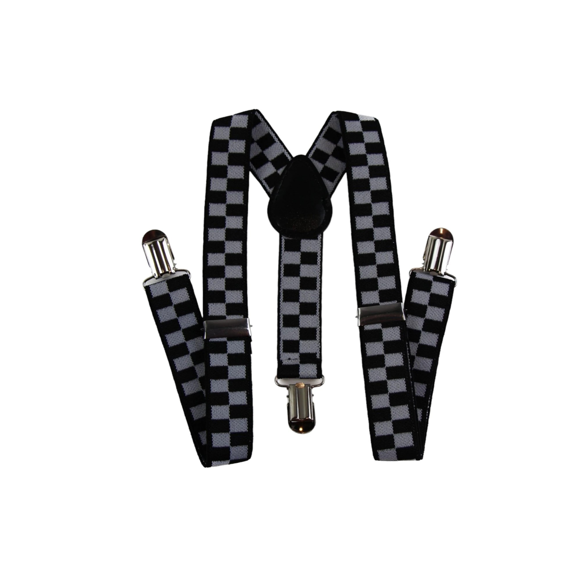 4 Zasel Boys Adjustable White & Black Checkered Patterned Suspenders - Multi - Multi, 4 of 4
