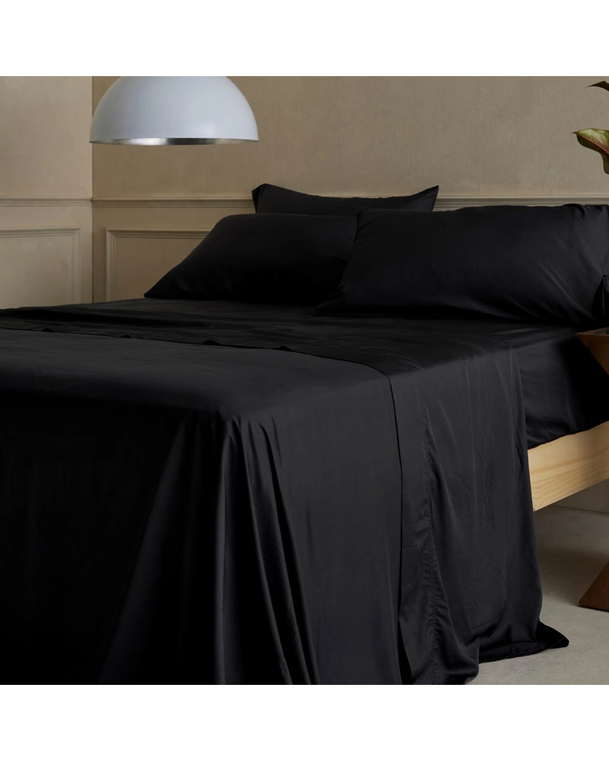 1 Bedding co Organic Bamboo Sheet Set Soft 350TC Luxurious - King Single Bed - Black, 1 of 6
