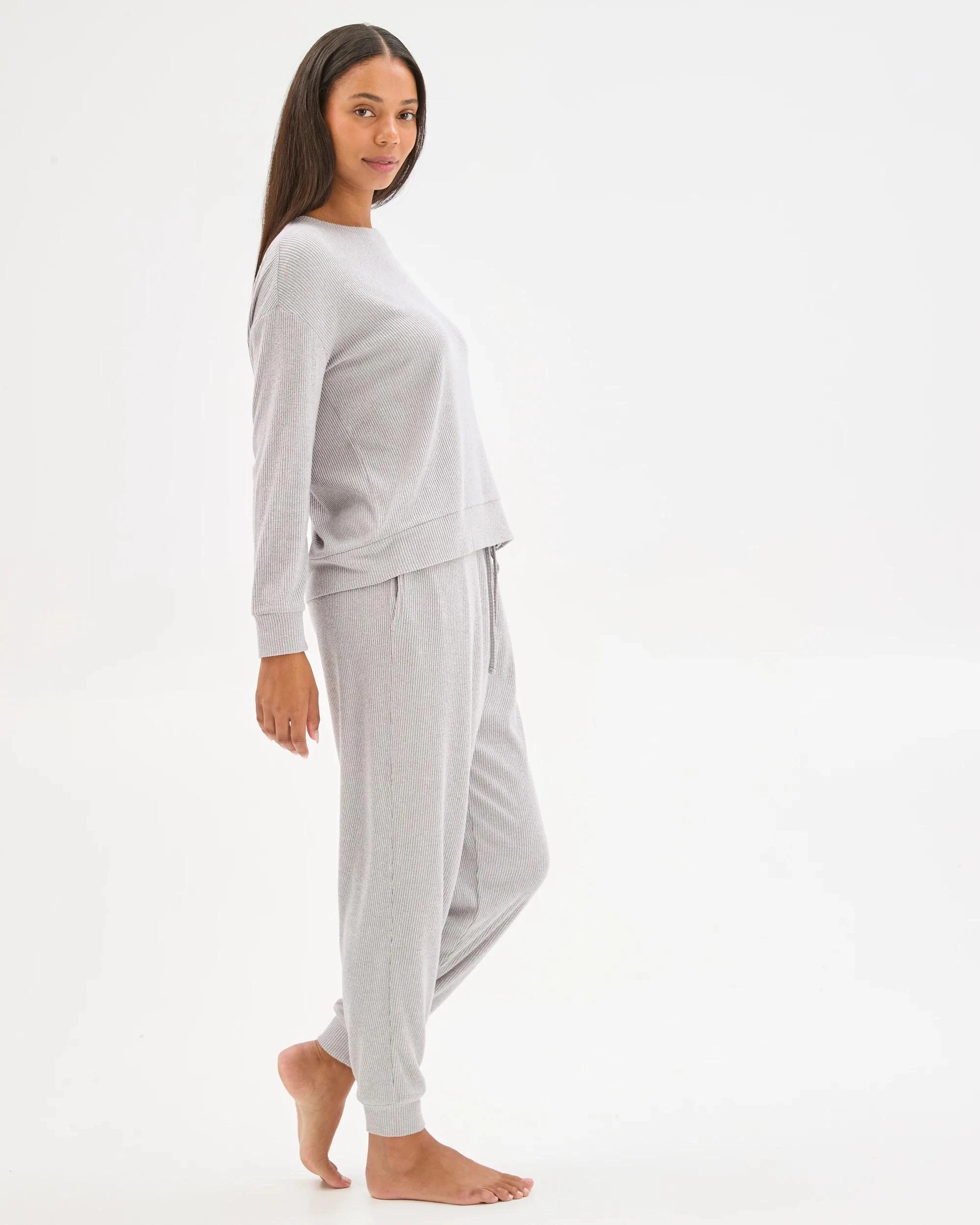 2 Target Woman Cosy Rib Sleep Jogger Pants GREY, 2 of 6