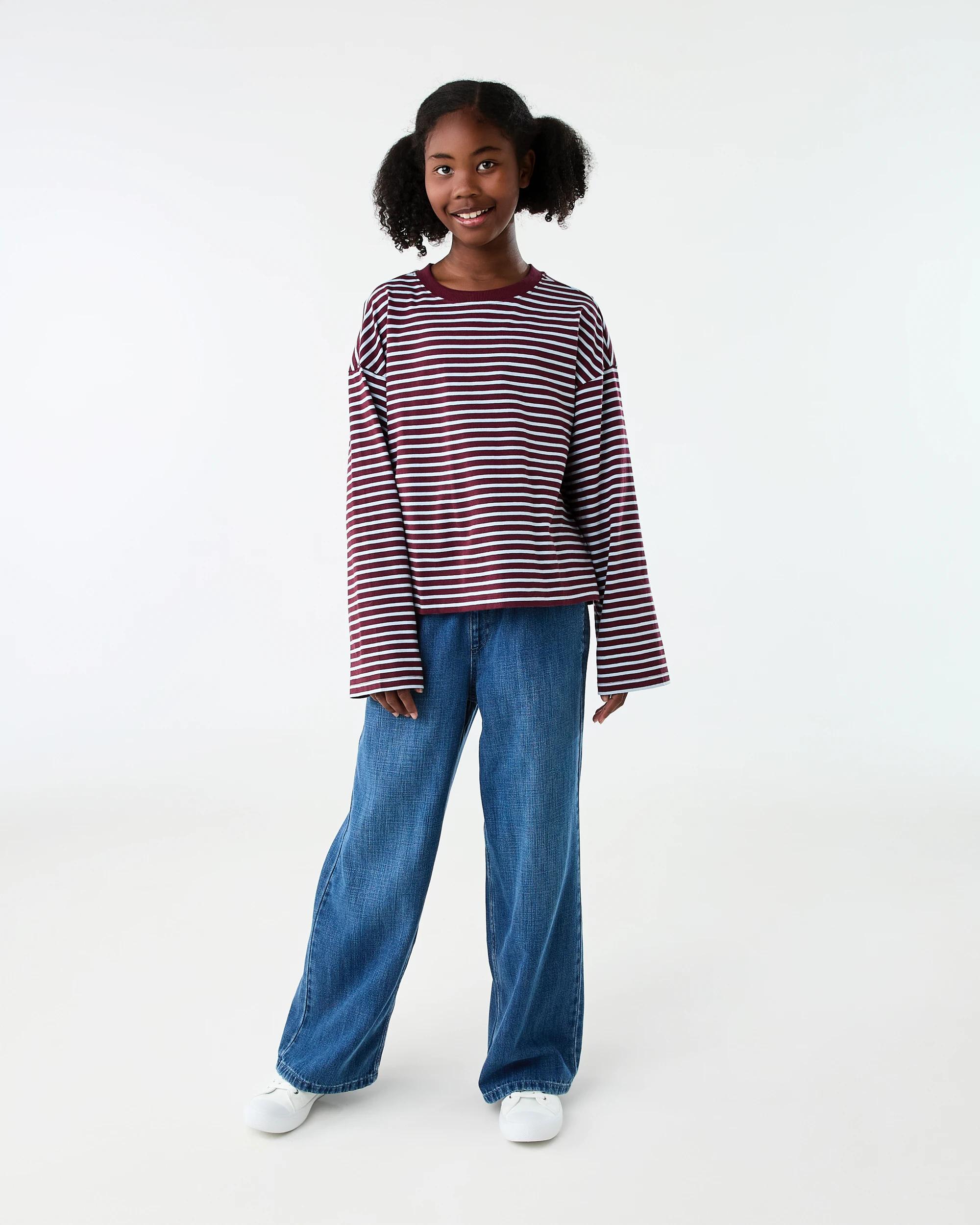 7 Oversized Stripe T-shirt Brgnd Strp, 7 of 8