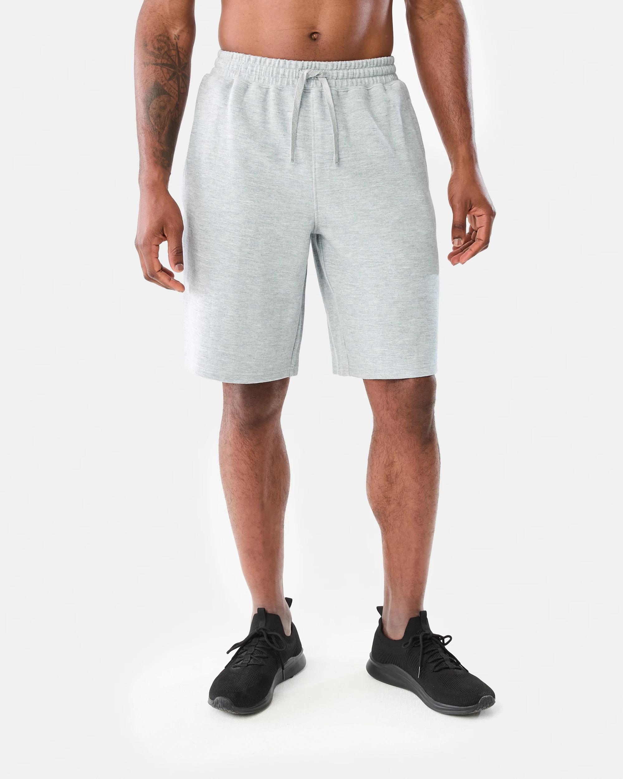 6 Elastic Waist Interlock Knit Shorts Grey Marle, 6 of 6