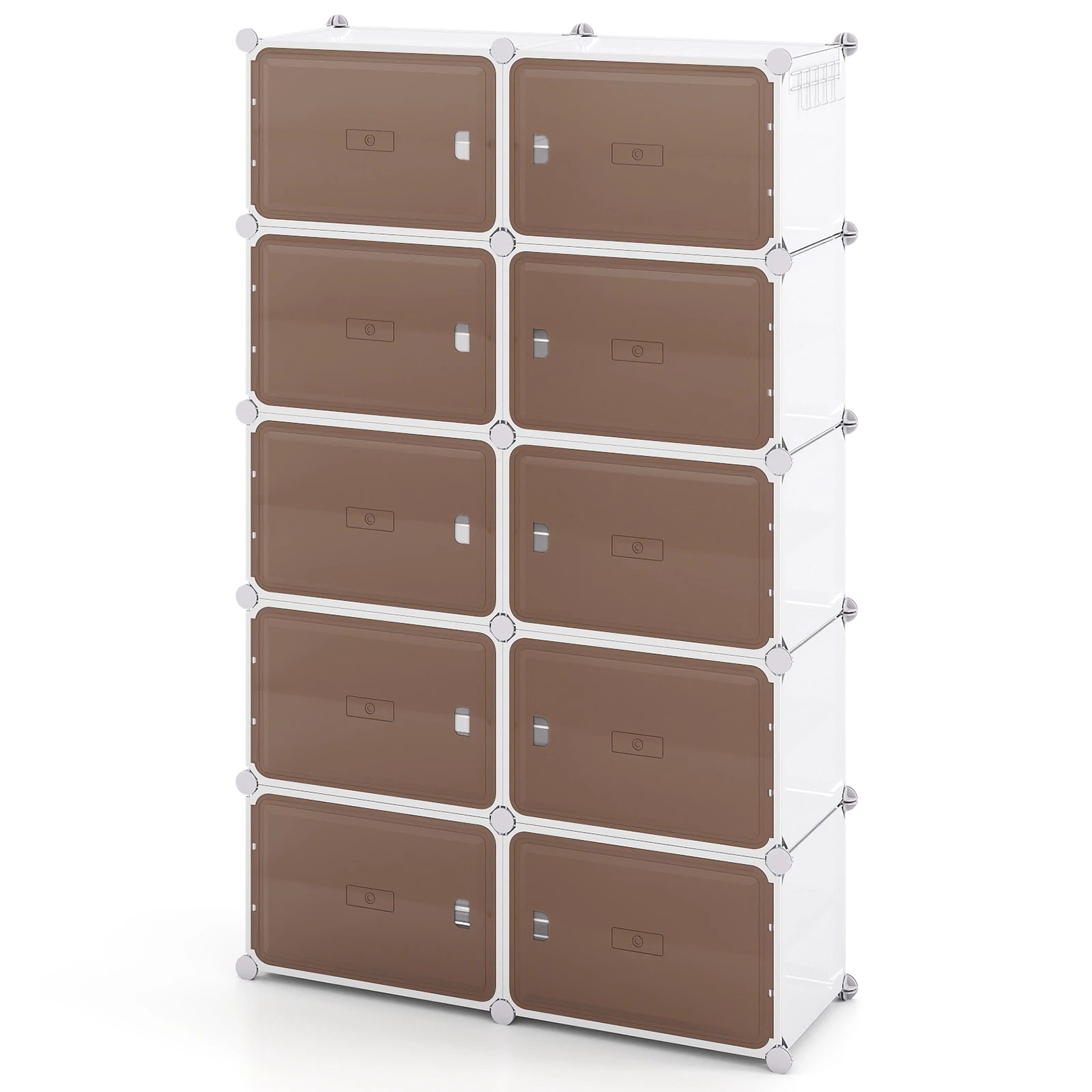 1 Costway Shoe Rack 10 Tier Shoe Storage Cabinet w/Removable Shelves Hooks Closet Organizer, 1 of 5