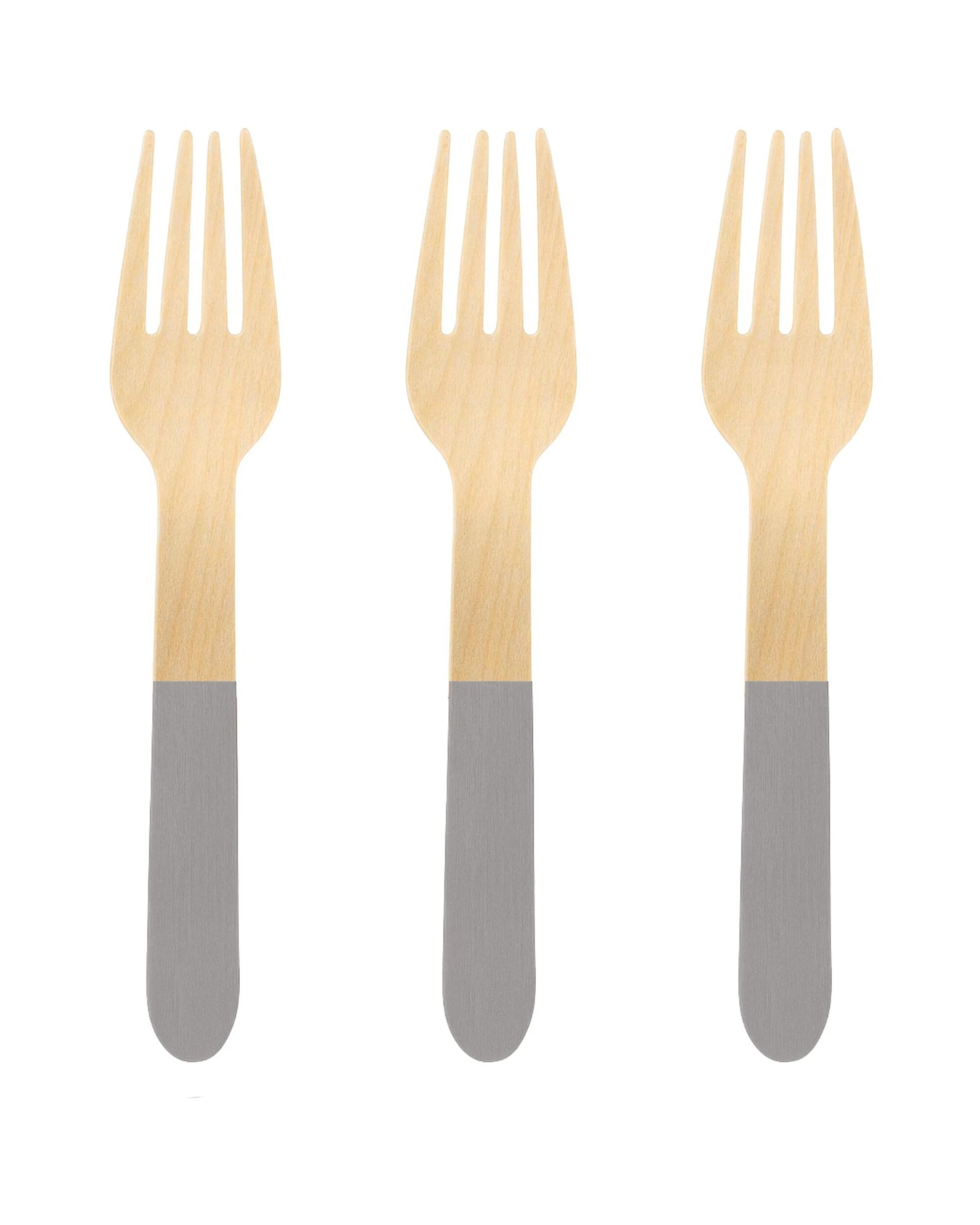 1 Alpen Wooden Dipped Forks Pack of 20 - Silver, 1 of 2