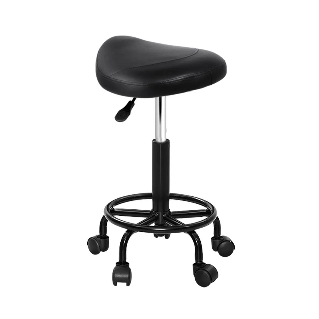 1 Artiss Salon Stool Saddle Swivel Chair - Black, 1 of 4