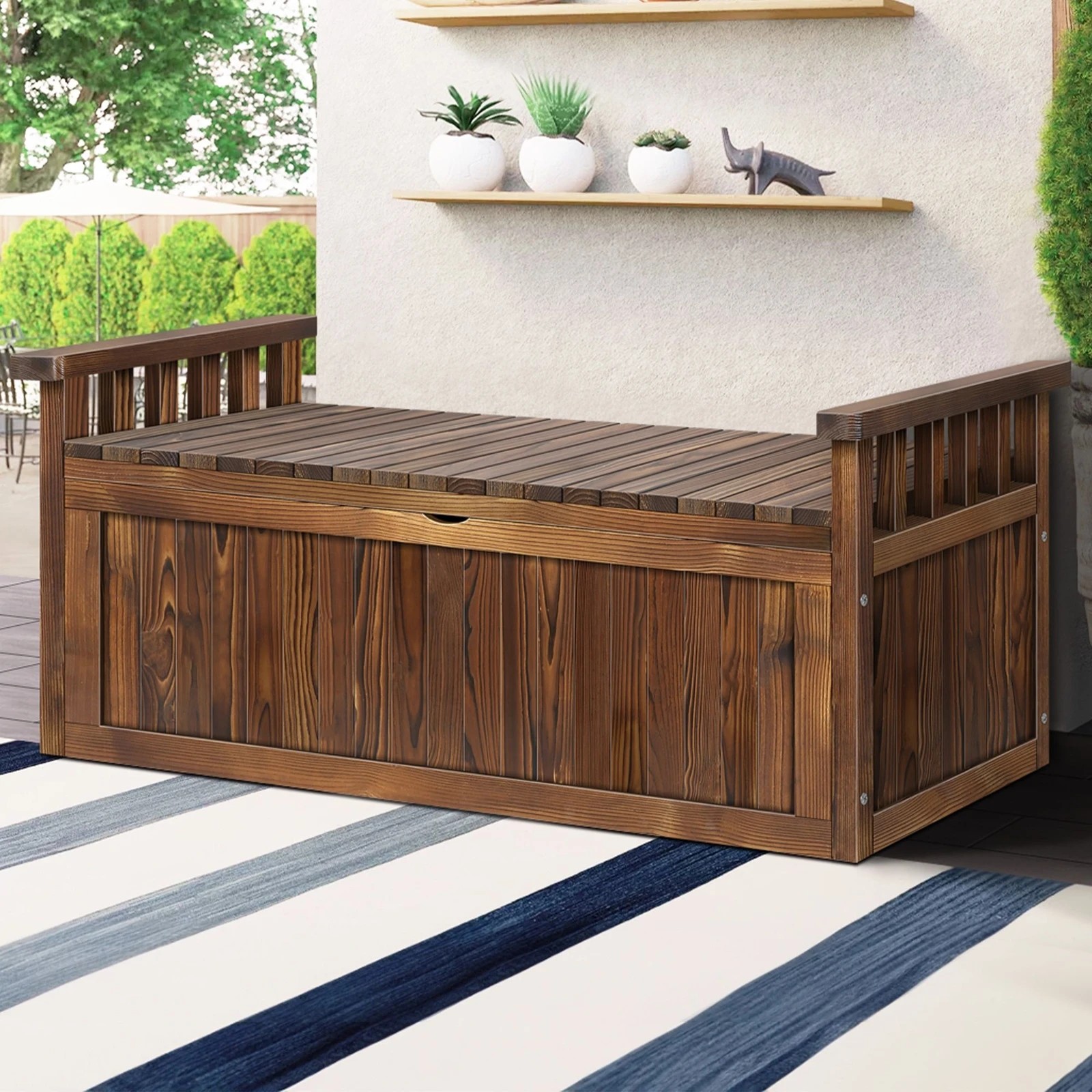 5 Alfordson Outdoor Storage Box Wooden Garden Bench Chest Tool Sheds XL - Charcoal, 5 of 9