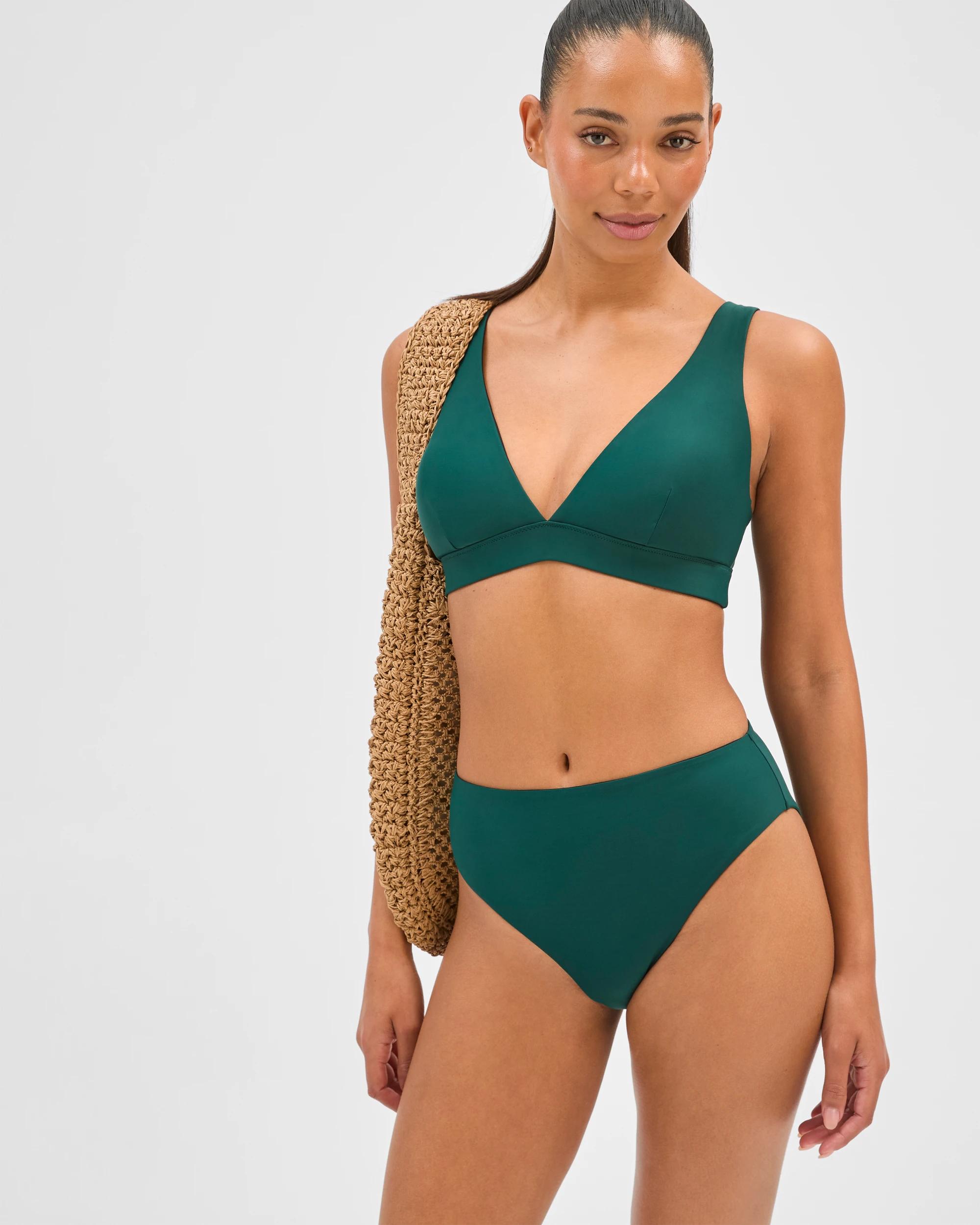 3 Target Woman Resort Reversible V-Neck Matte Micro Swim Bikini Top BLACK/DEEP FOREST, 3 of 9